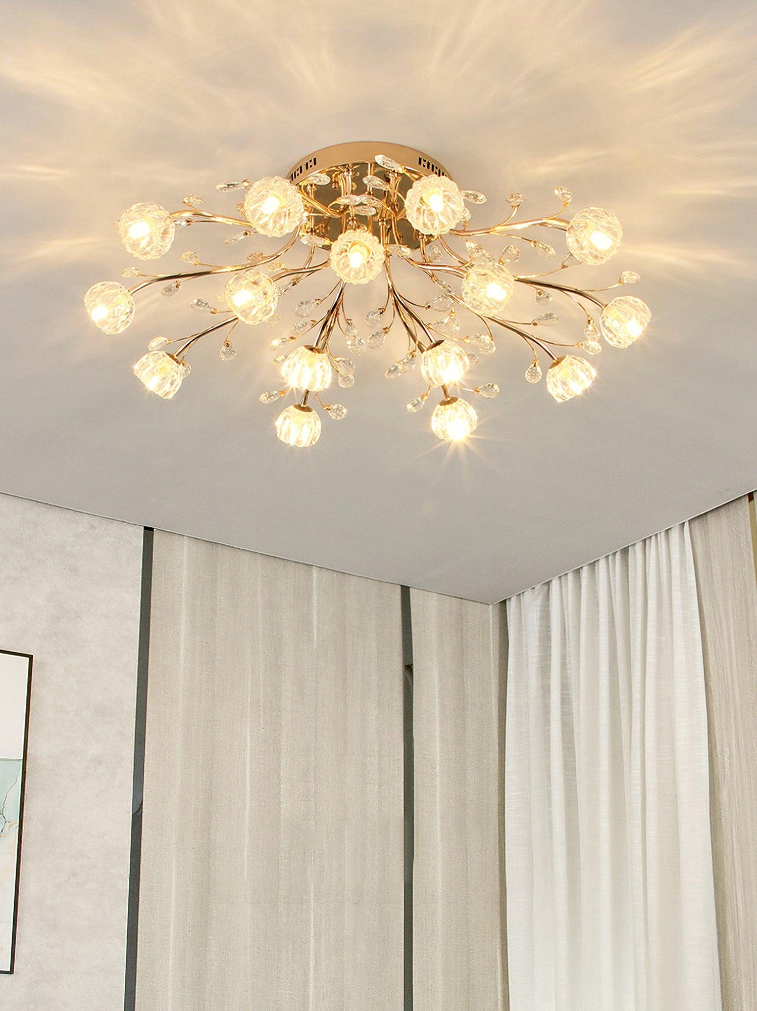 Aballs Postmoderne Luxe Fleur Cristal Plafonnier