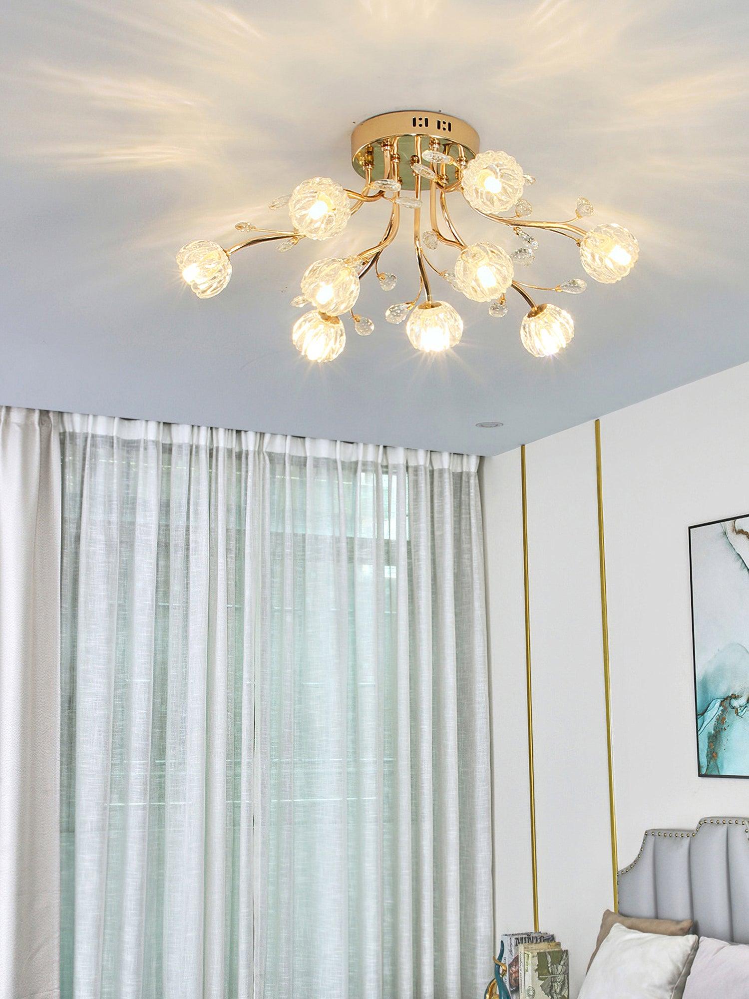 Aballs Postmoderne Luxe Fleur Cristal Plafonnier