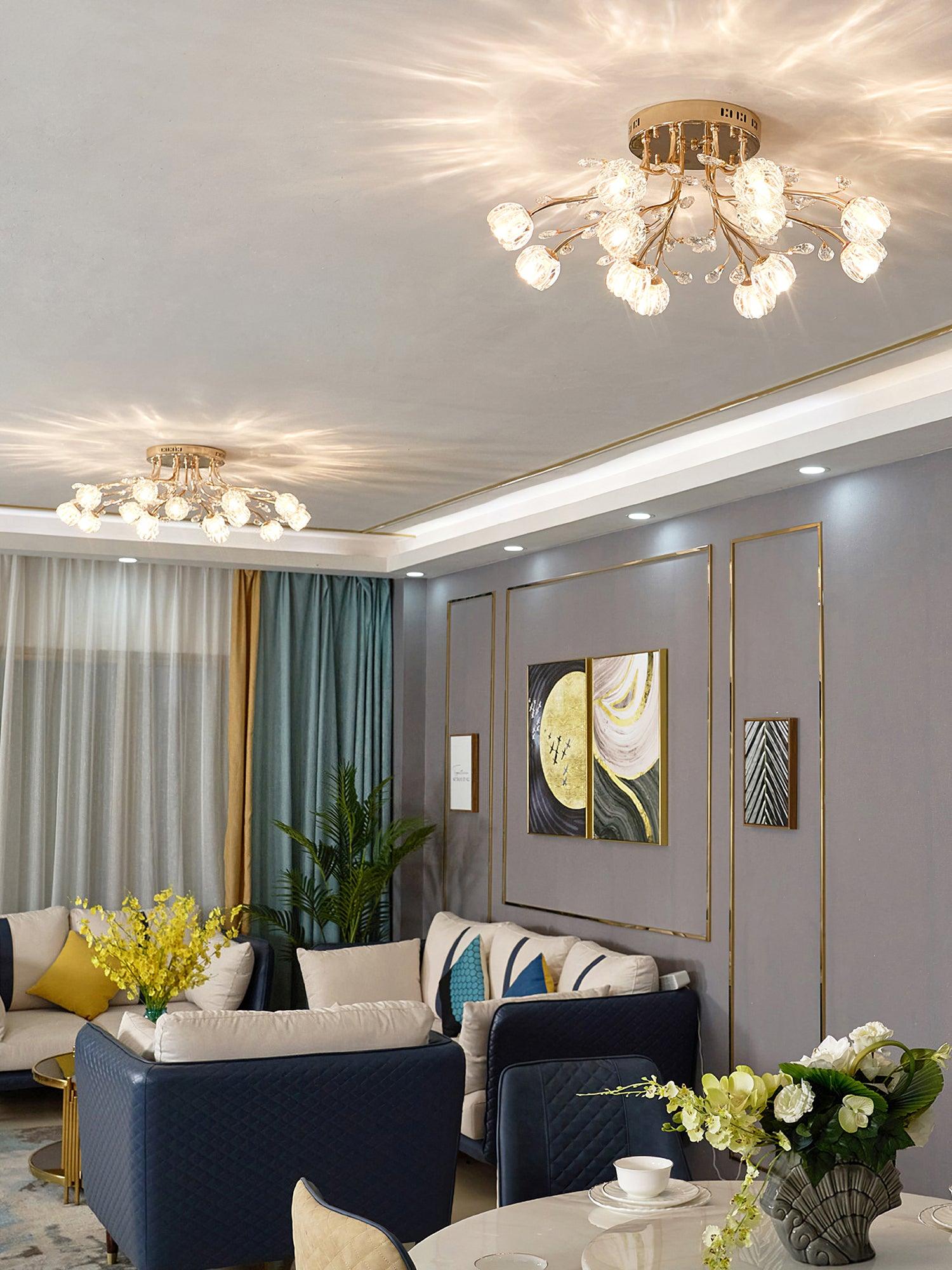 Aballs Postmoderne Luxe Fleur Cristal Plafonnier