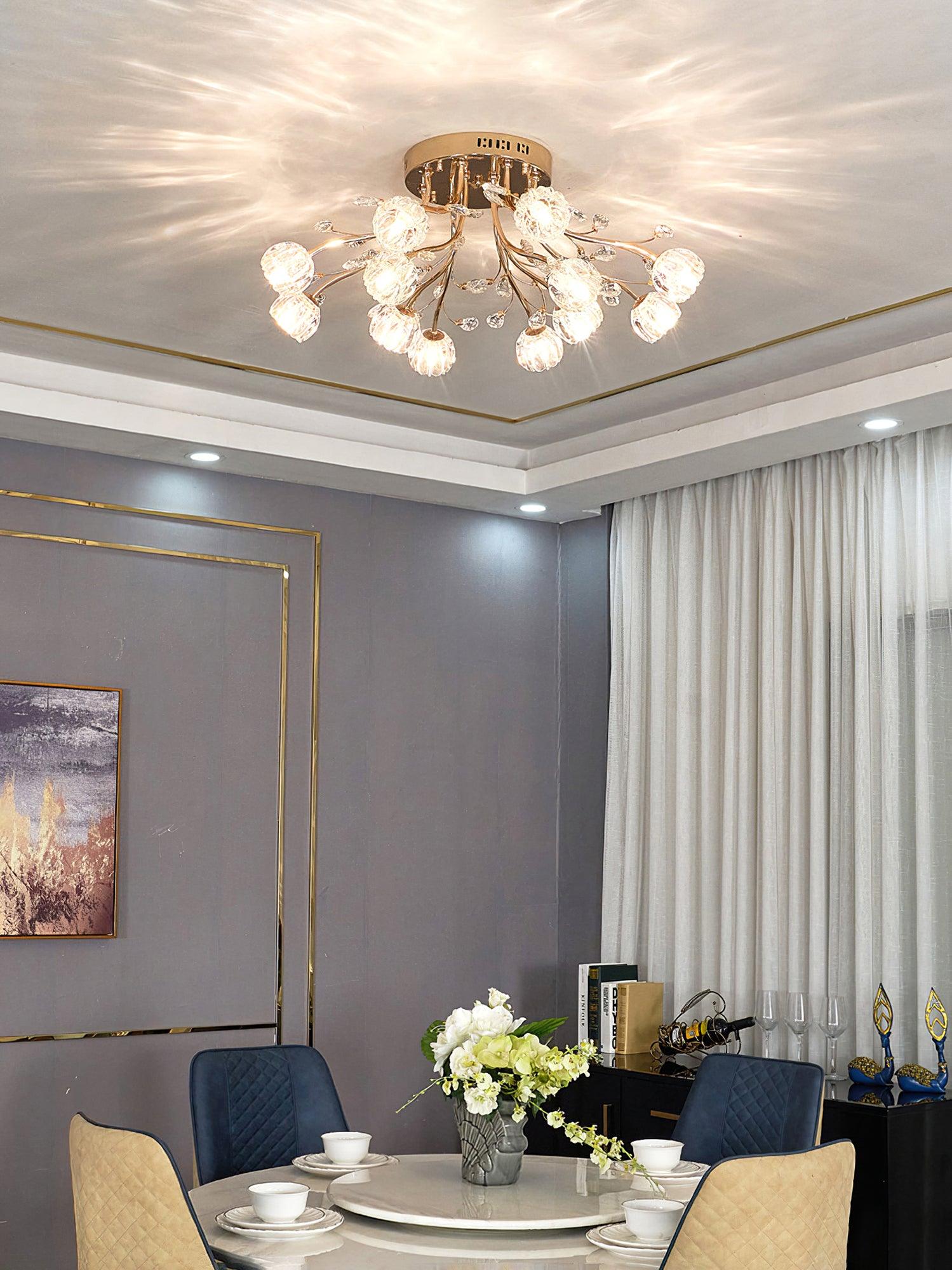 Aballs Postmoderne Luxe Fleur Cristal Plafonnier