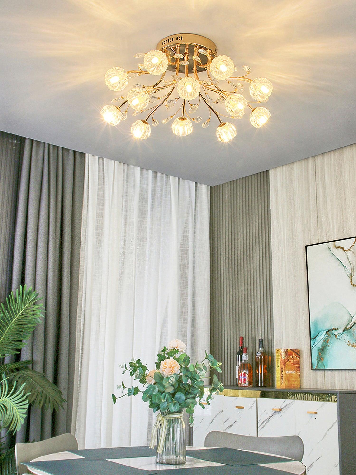 Aballs Postmoderne Luxe Fleur Cristal Plafonnier