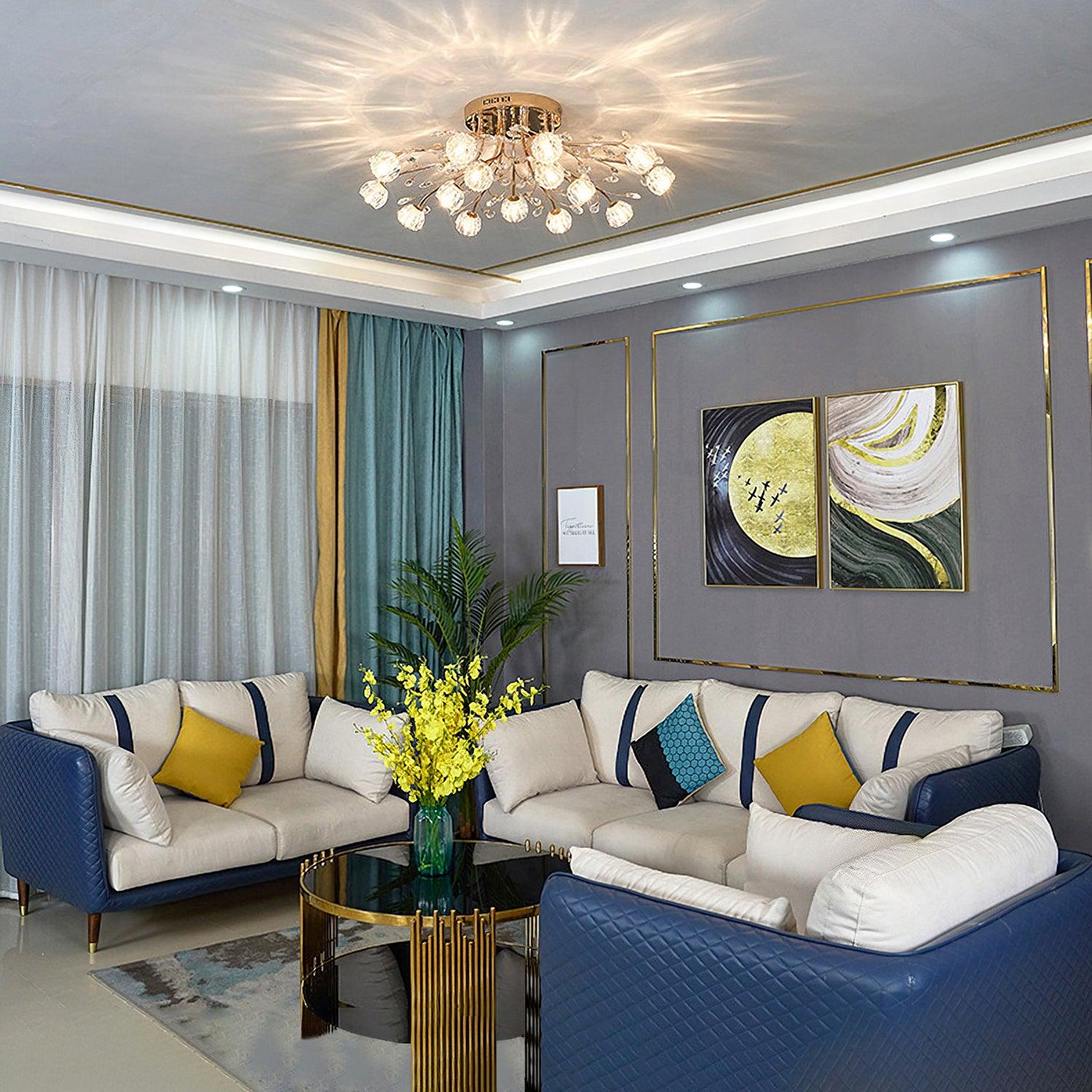 Aballs Postmoderne Luxe Fleur Cristal Plafonnier