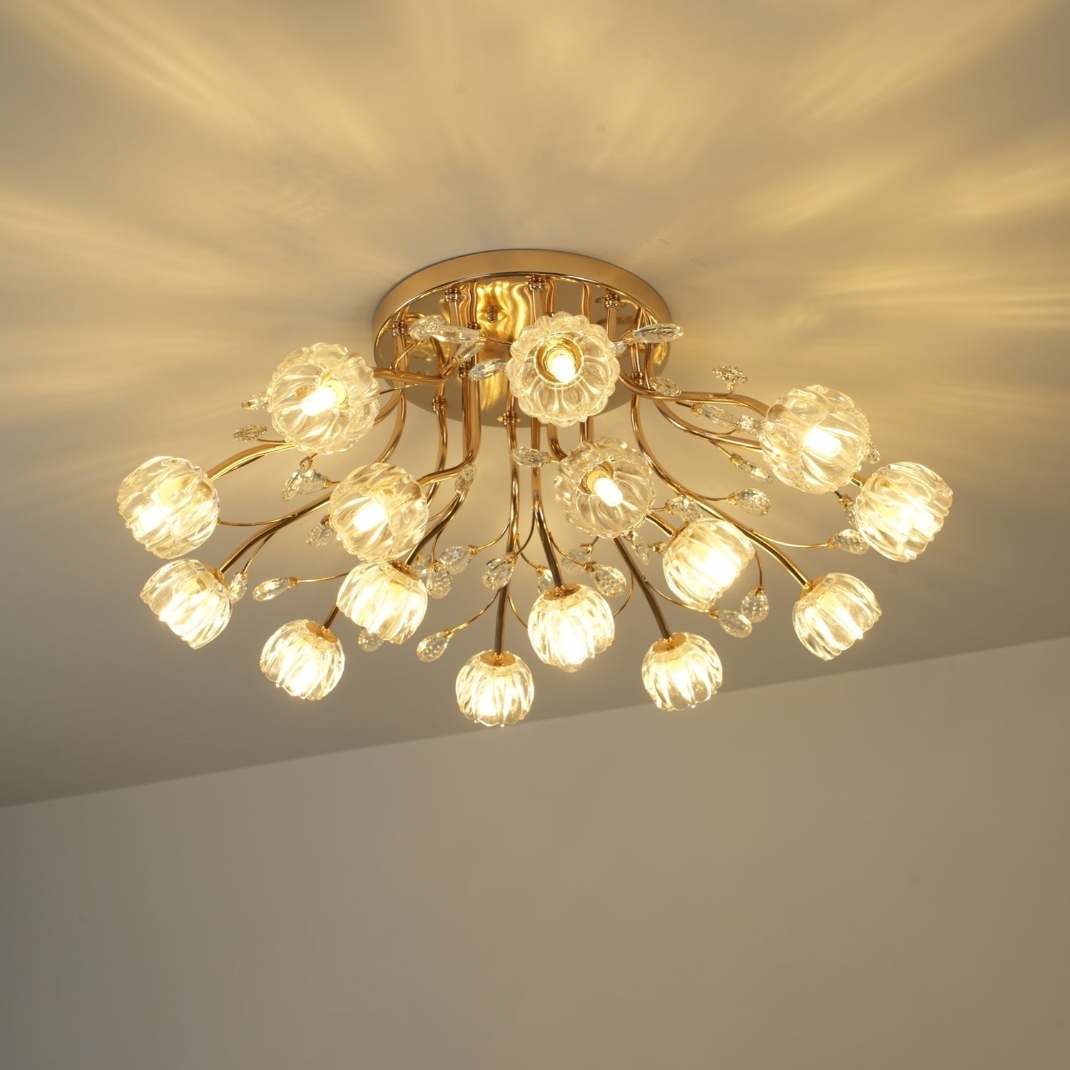 Aballs Postmoderne Luxe Fleur Cristal Plafonnier