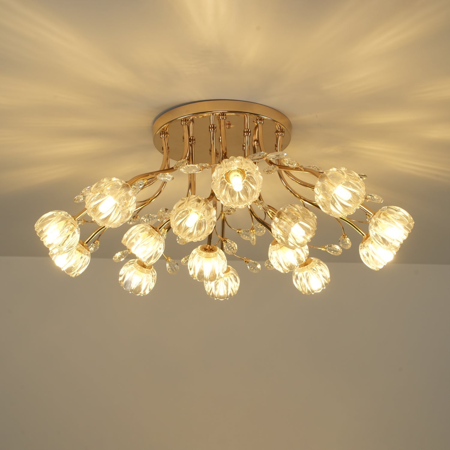 Aballs Postmoderne Luxe Fleur Cristal Plafonnier