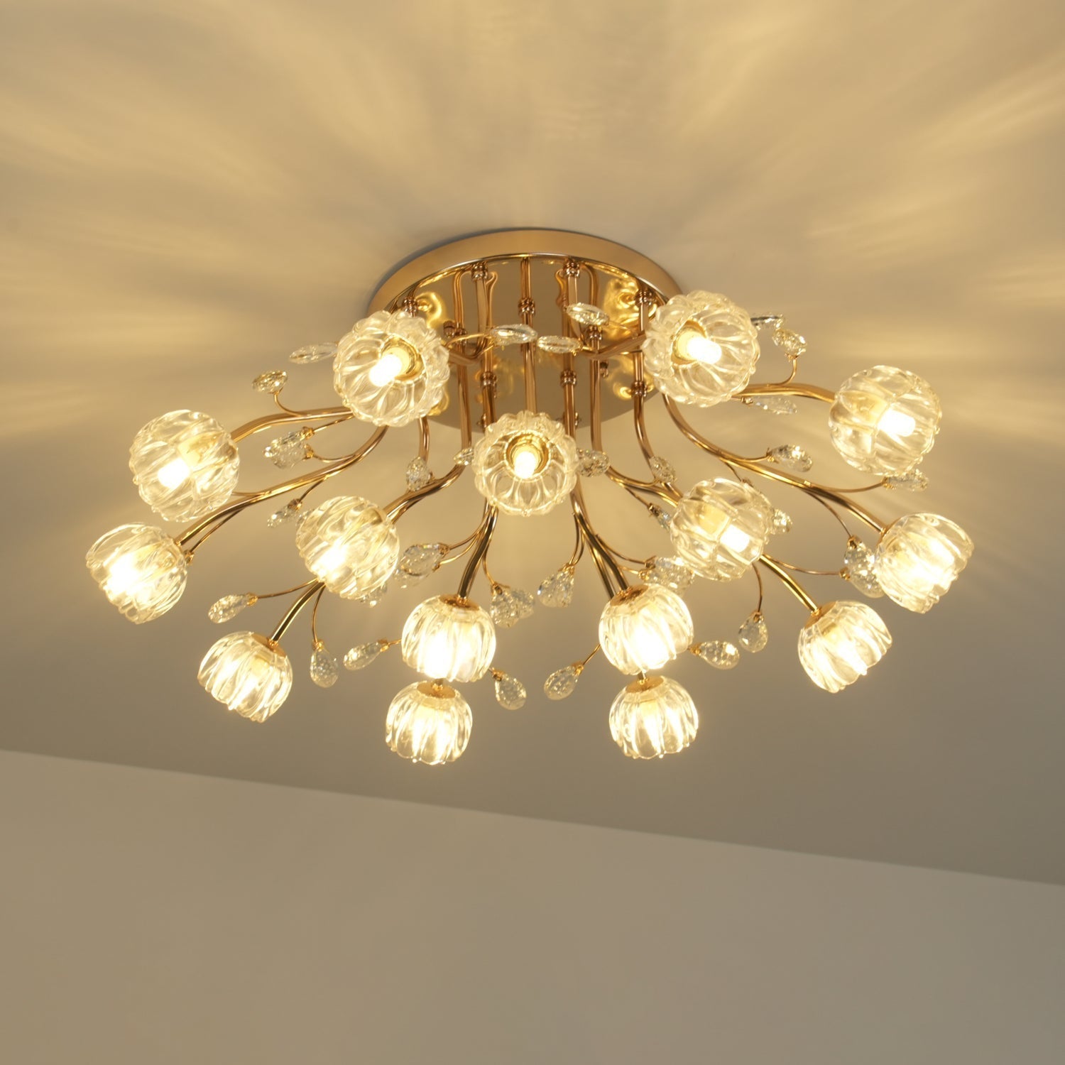 Aballs Postmoderne Luxe Fleur Cristal Plafonnier