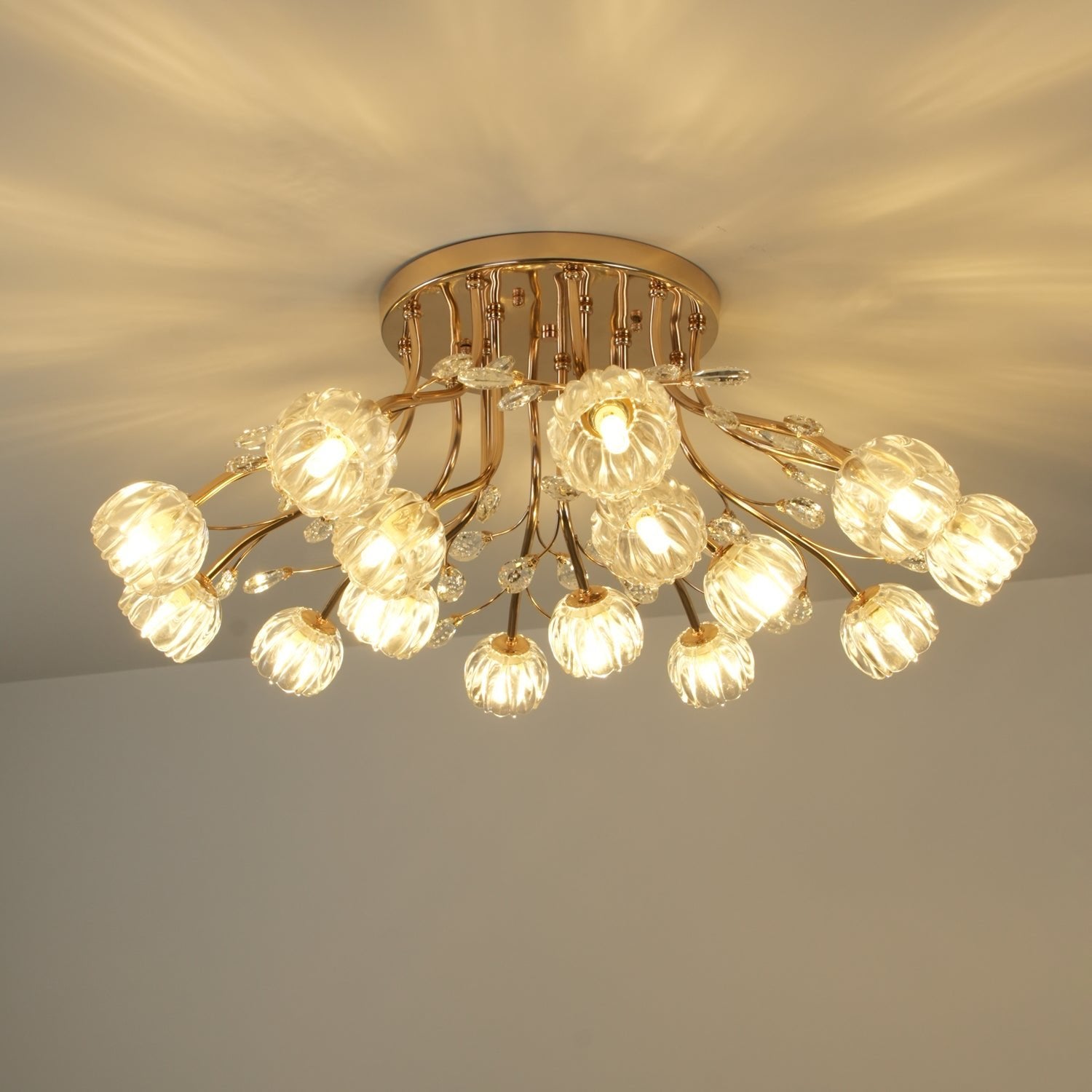 Aballs Postmoderne Luxe Fleur Cristal Plafonnier
