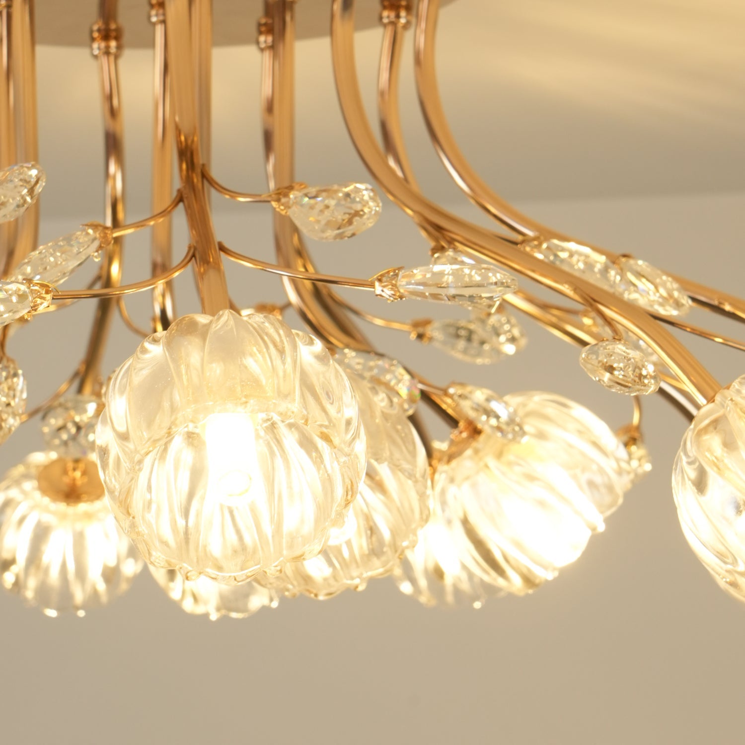 Aballs Postmoderne Luxe Fleur Cristal Plafonnier