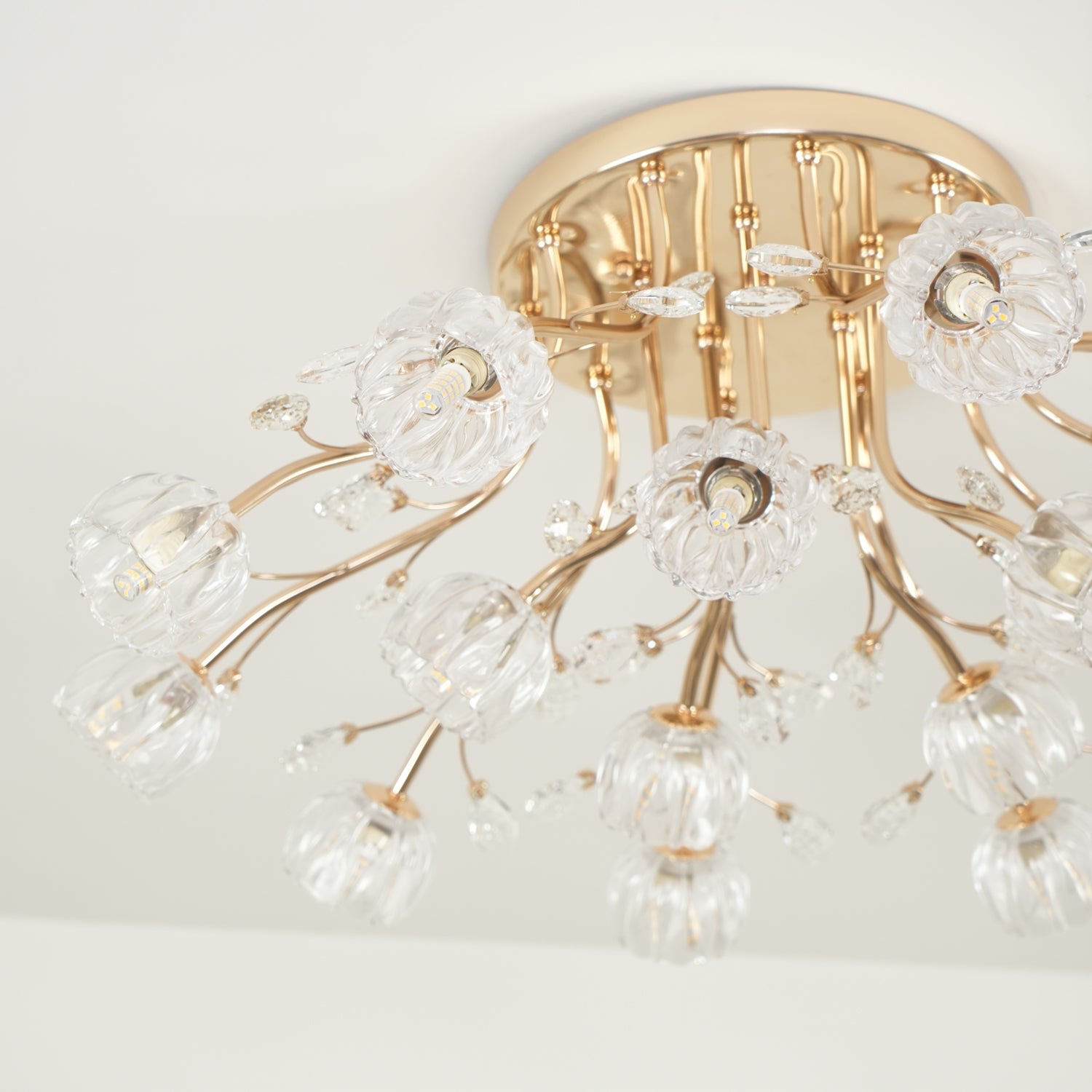 Aballs Postmoderne Luxe Fleur Cristal Plafonnier