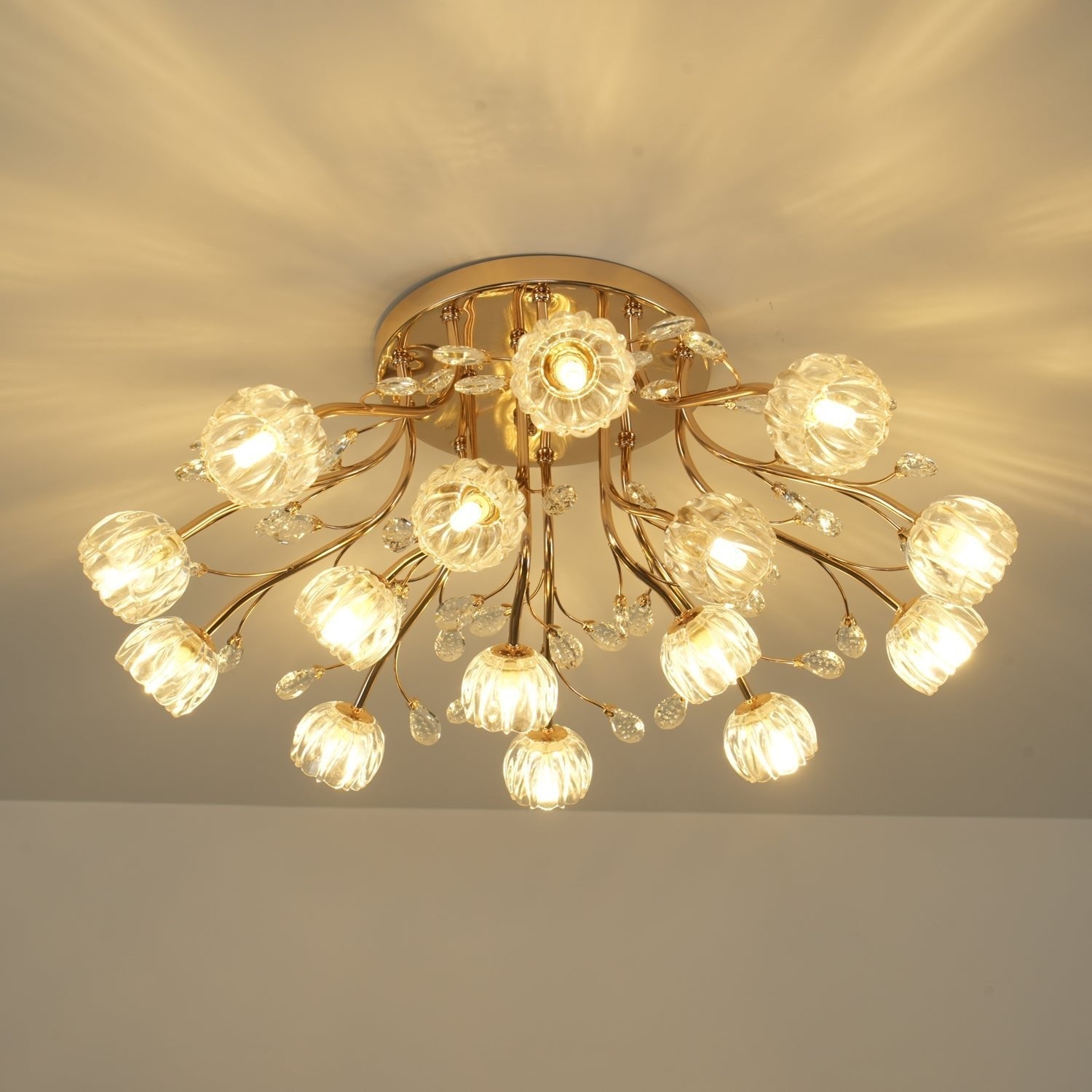 Aballs Postmoderne Luxe Fleur Cristal Plafonnier