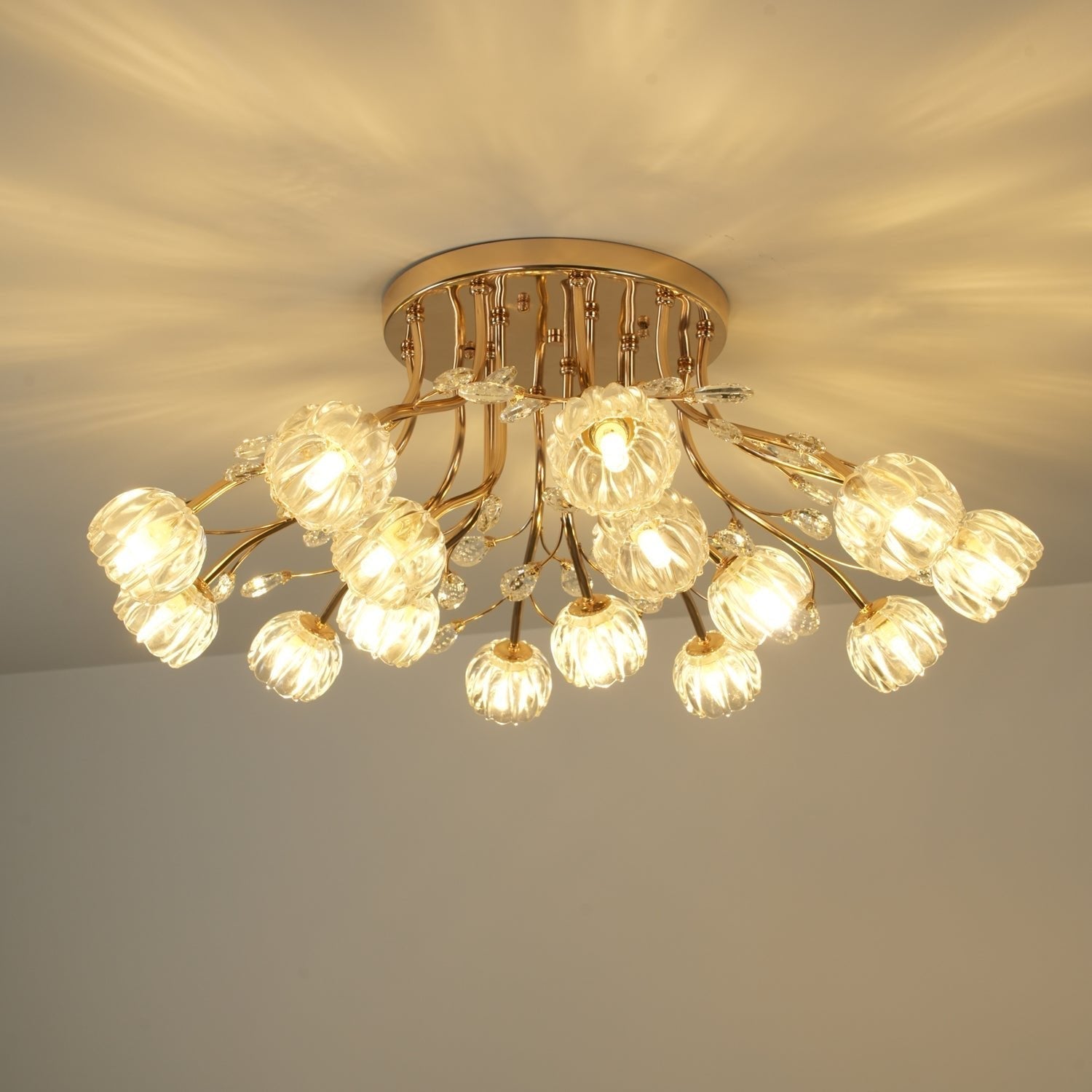 Aballs Postmoderne Luxe Fleur Cristal Plafonnier