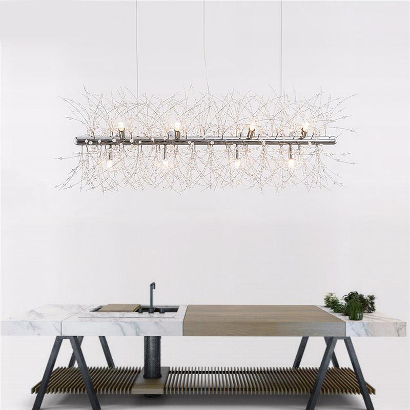 Lustra Lustre Laiton Linéaire Cristal Branche