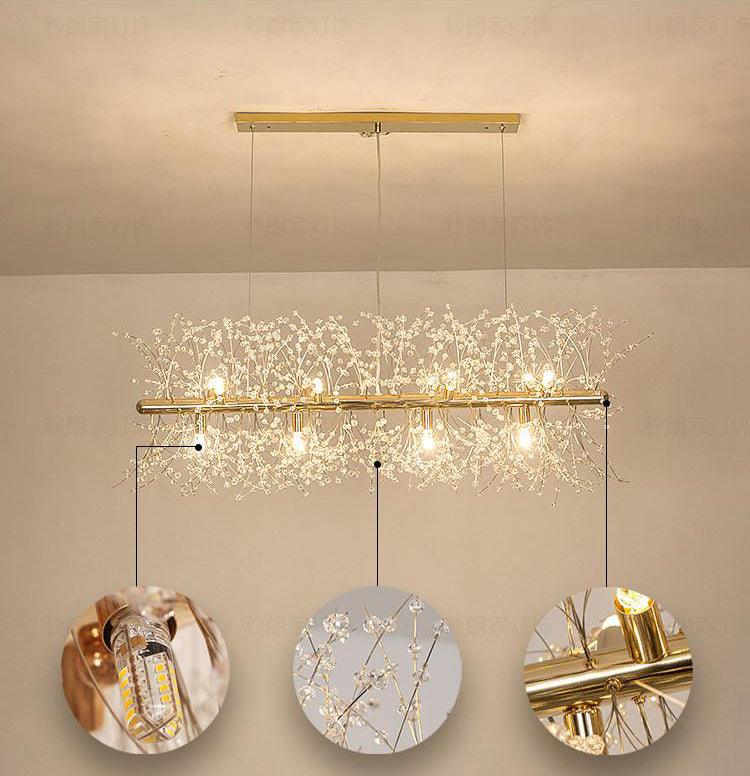 Lustra Lustre Laiton Linéaire Cristal Branche