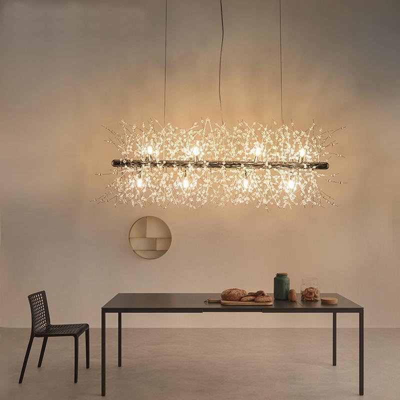 Lustra Lustre Laiton Linéaire Cristal Branche
