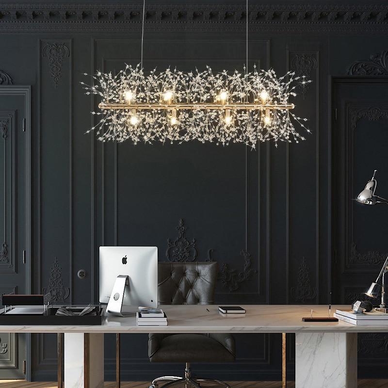 Lustra Lustre Laiton Linéaire Cristal Branche