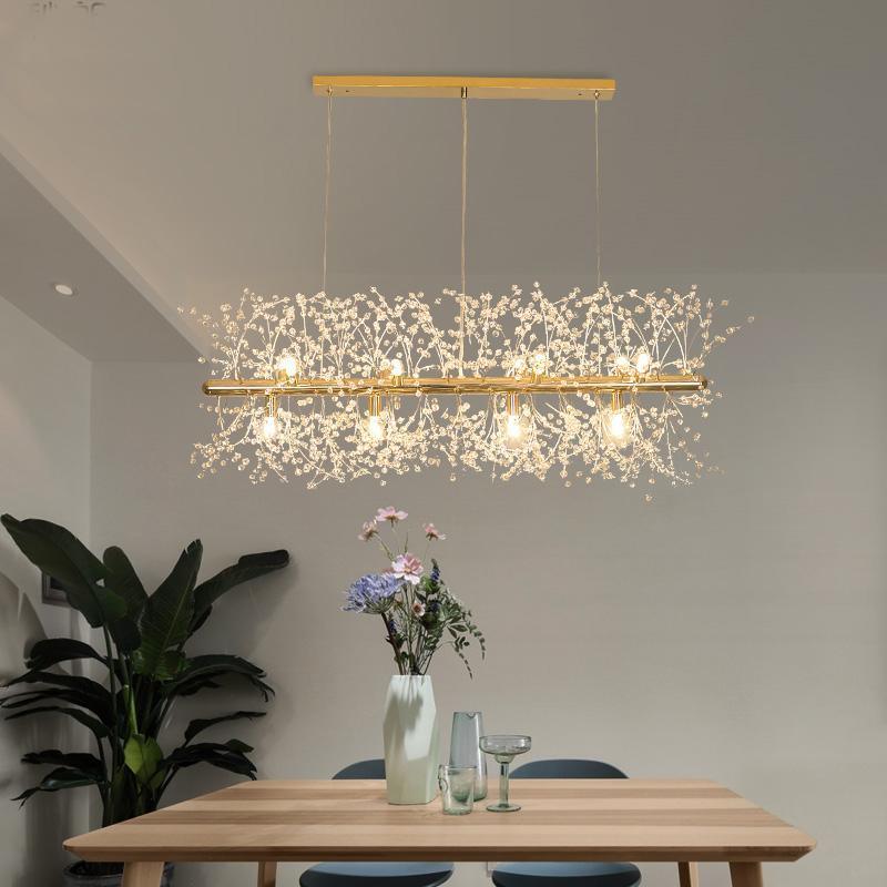 Lustra Lustre Laiton Linéaire Cristal Branche