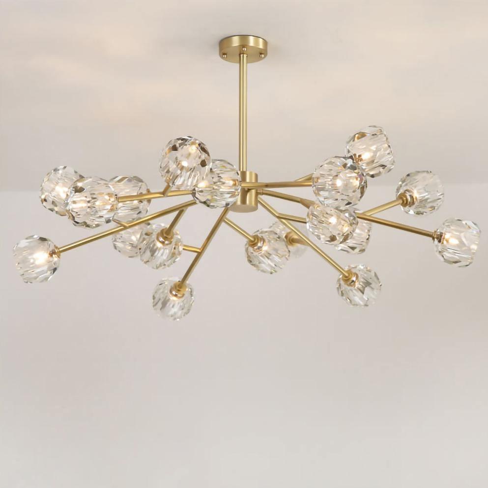 Lustra Suspension Lampe Boule en Cristal et Laiton en Grappe