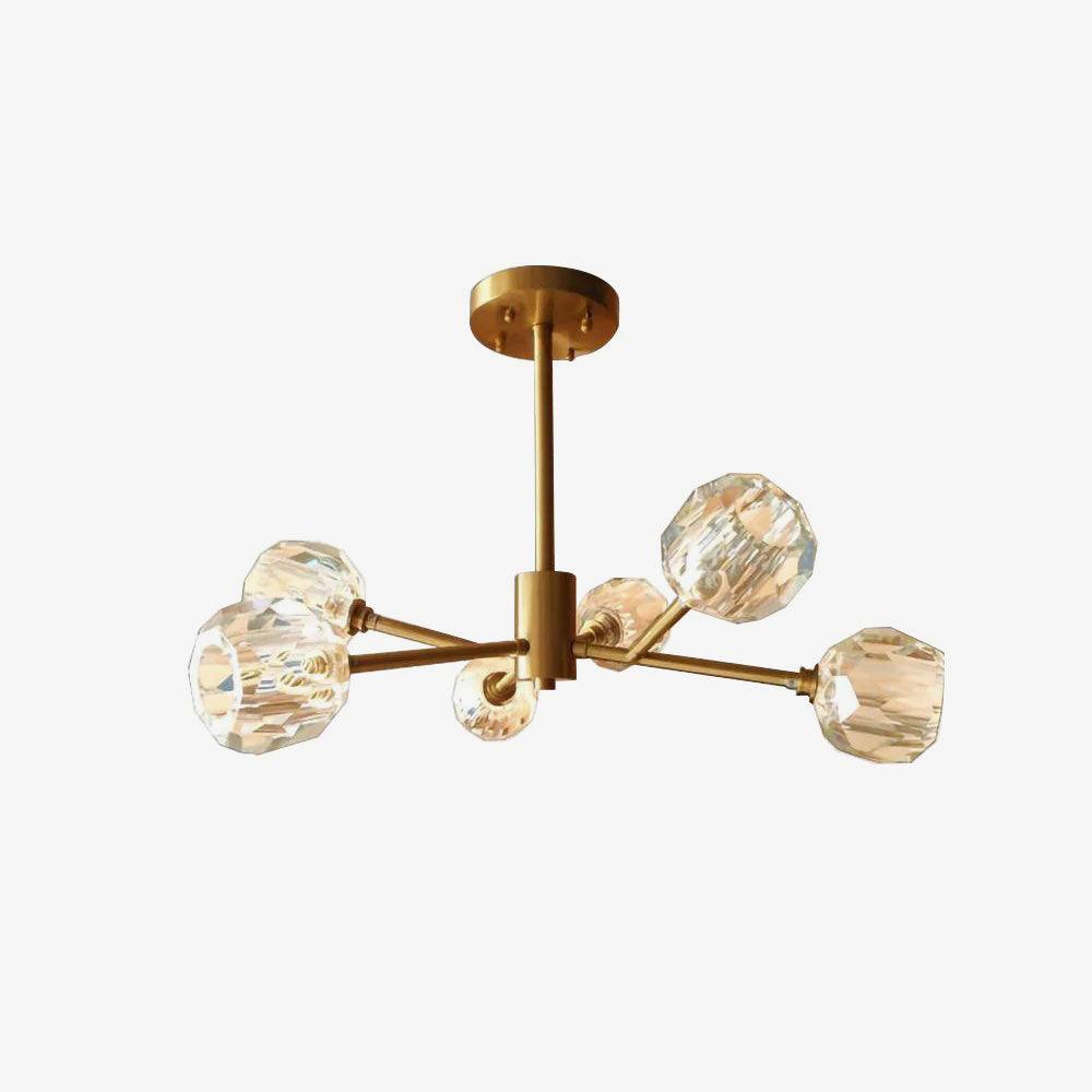 Lustra Suspension Lampe Boule en Cristal et Laiton en Grappe