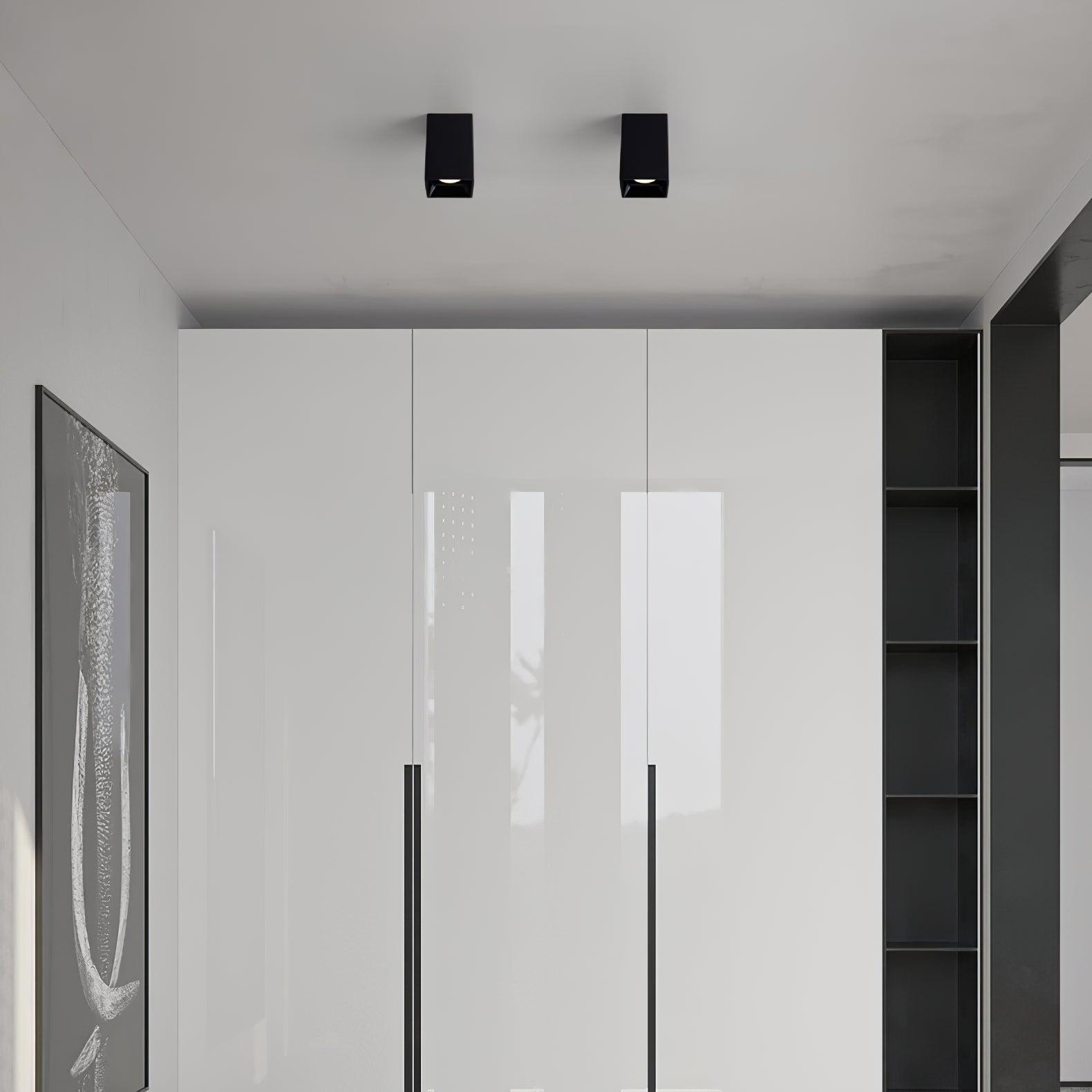 Lustra Plafonnier Cube Carré Noir Projecteur