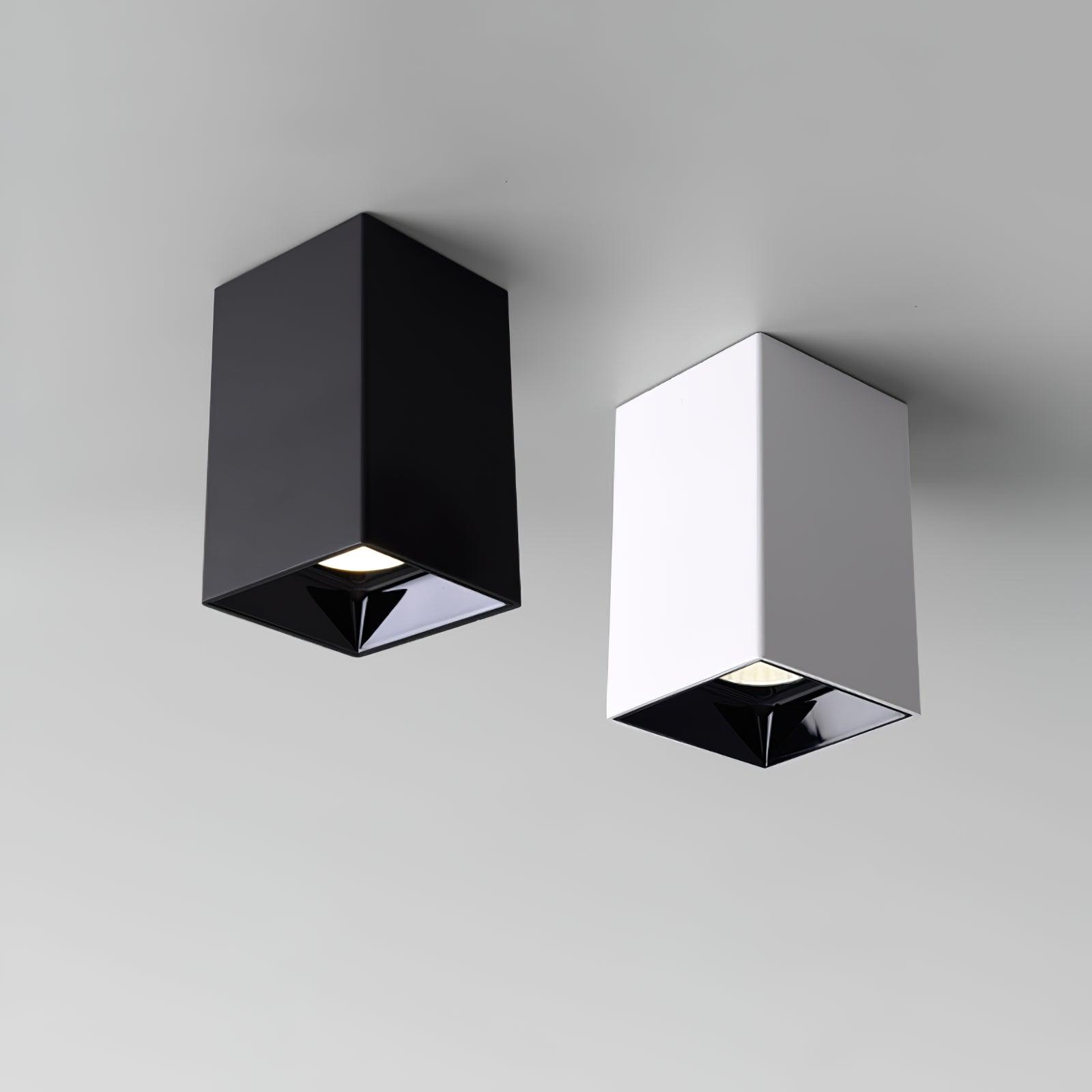 Lustra Plafonnier Cube Carré Noir Projecteur