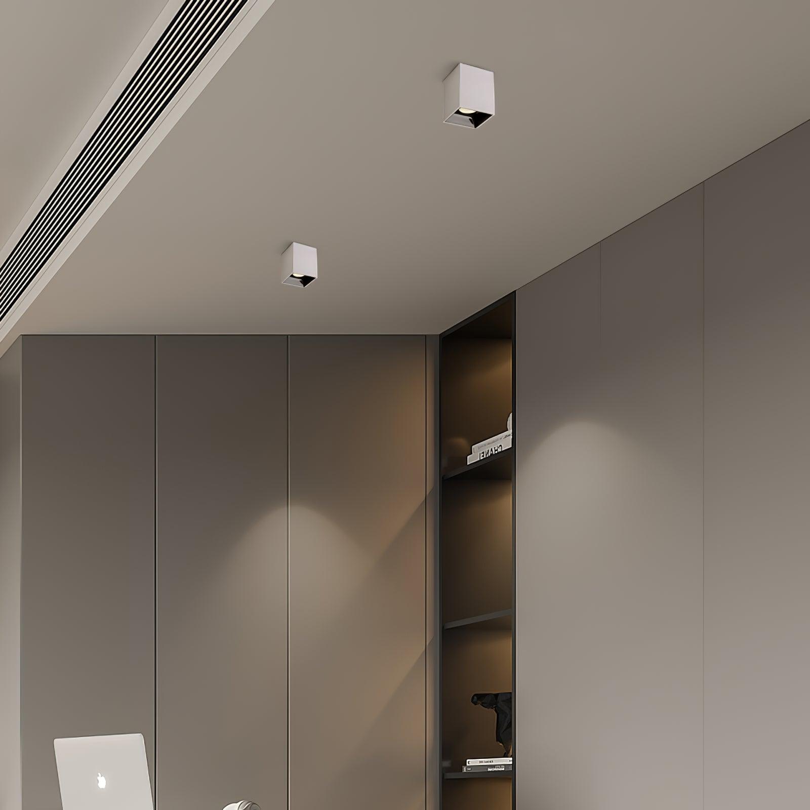 Lustra Plafonnier Cube Carré Noir Projecteur