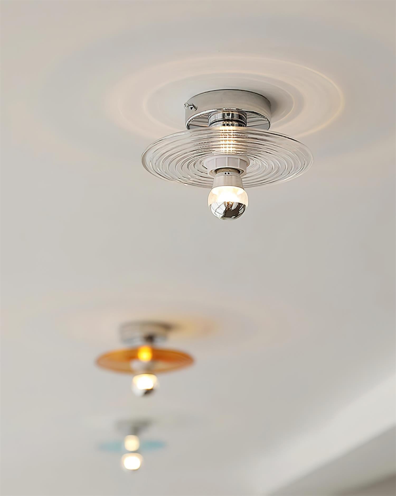 Curios Lumière de Plafond Spirale en verre Avec Base en Chrome