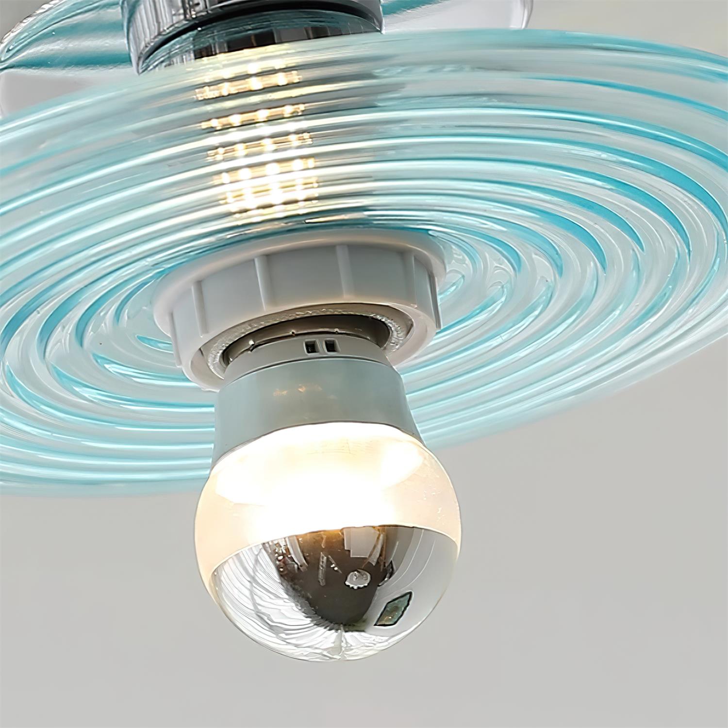 Curios Plafonnier Ondulation Verre Chrome Moderne