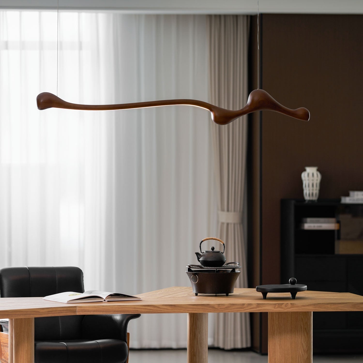 Solarace Lampe à suspension rétro en bois