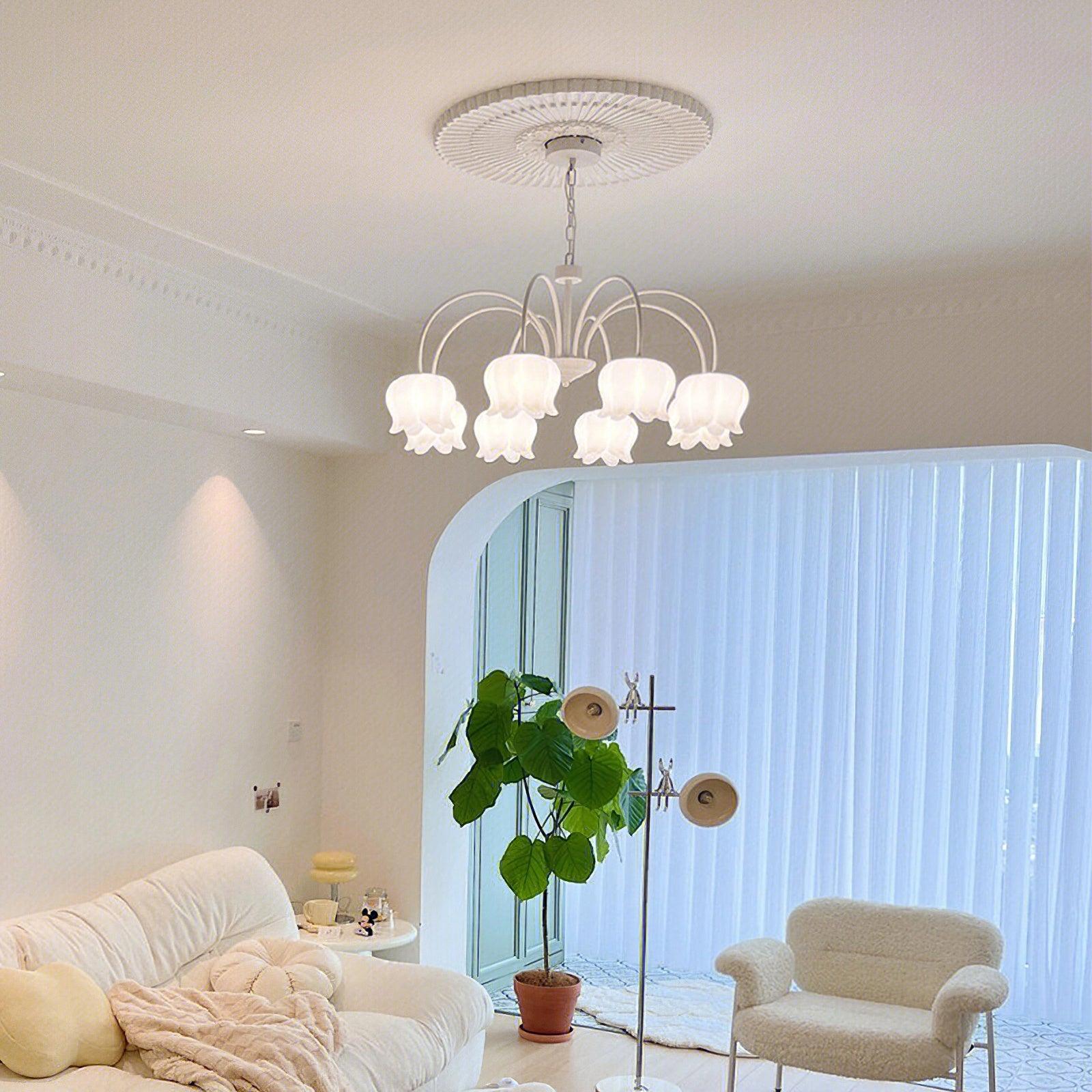 Lustra Lustre Floral Blanc Élégant