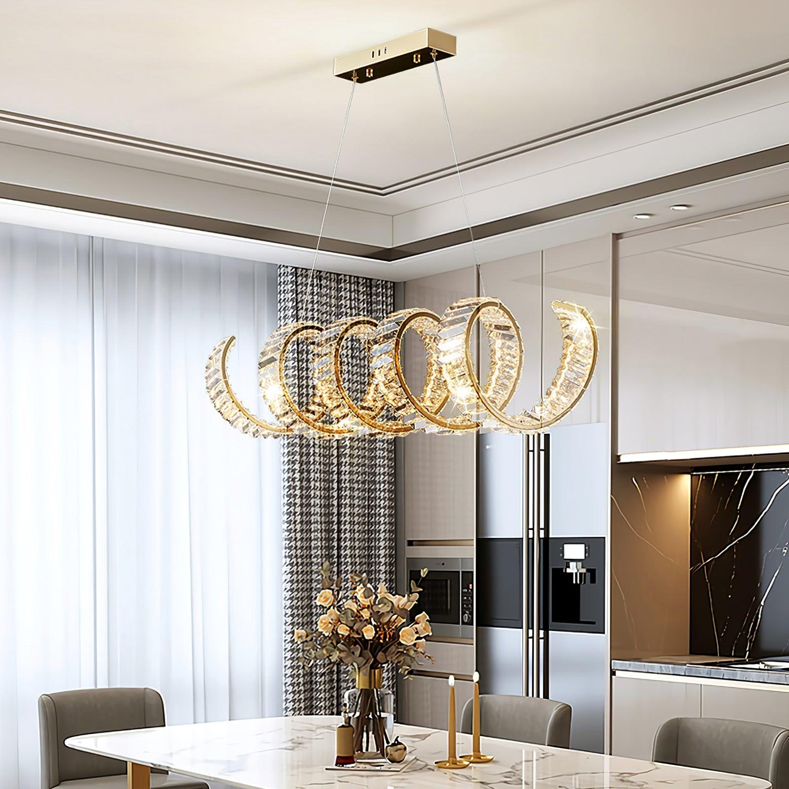 Lustra Lustre Courbé Cristal LED Luxueux