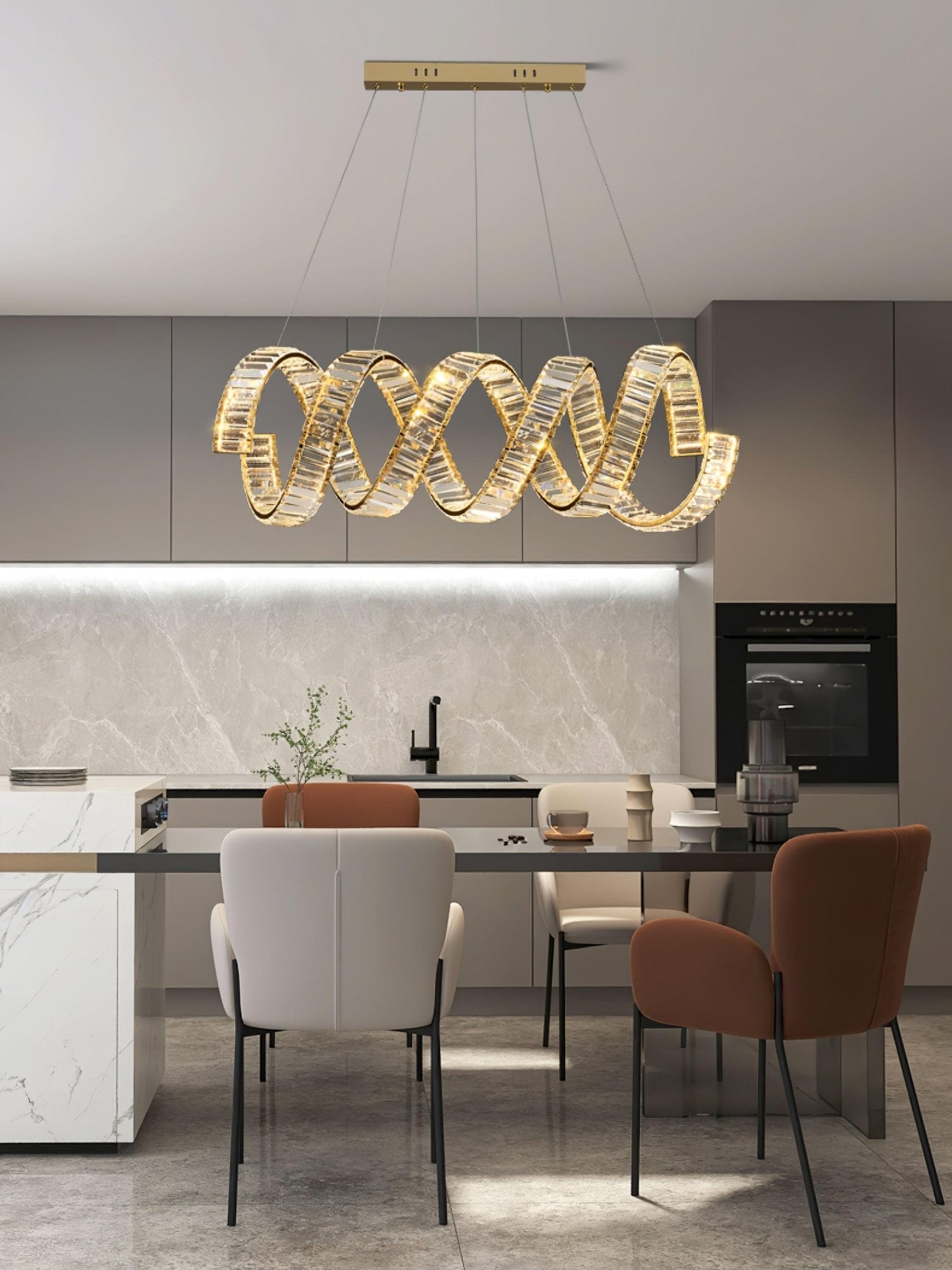 Lustra Lustre Courbé Cristal LED Luxueux