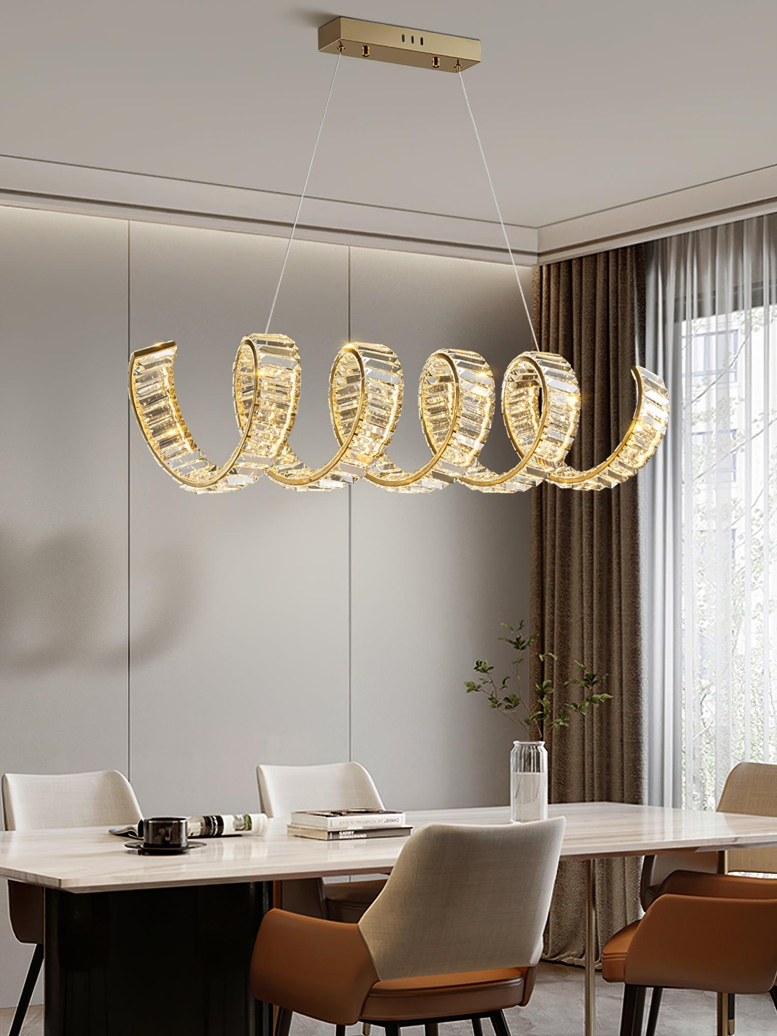 Lustra Lustre Courbé Cristal LED Luxueux