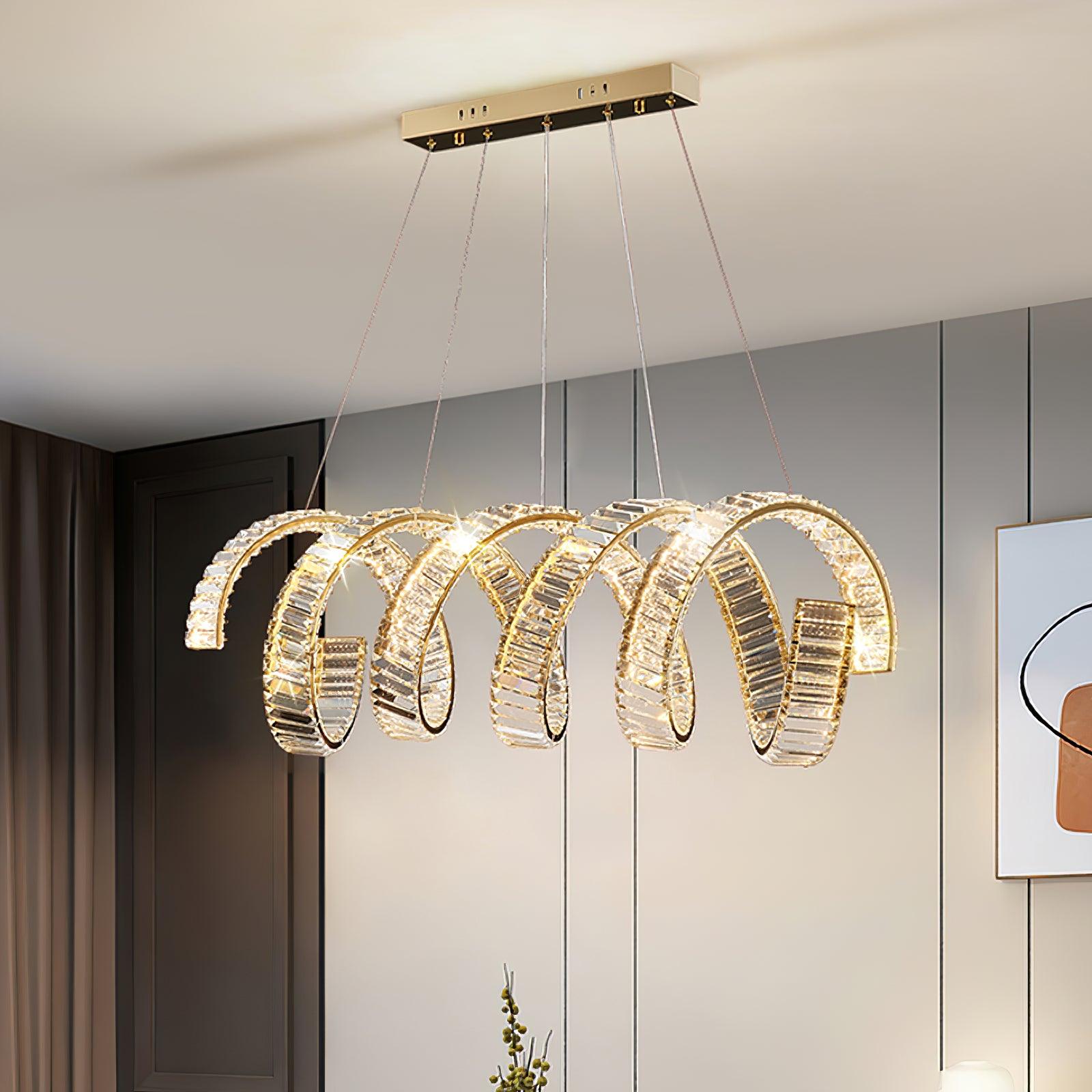 Lustra Lustre Courbé Cristal LED Luxueux