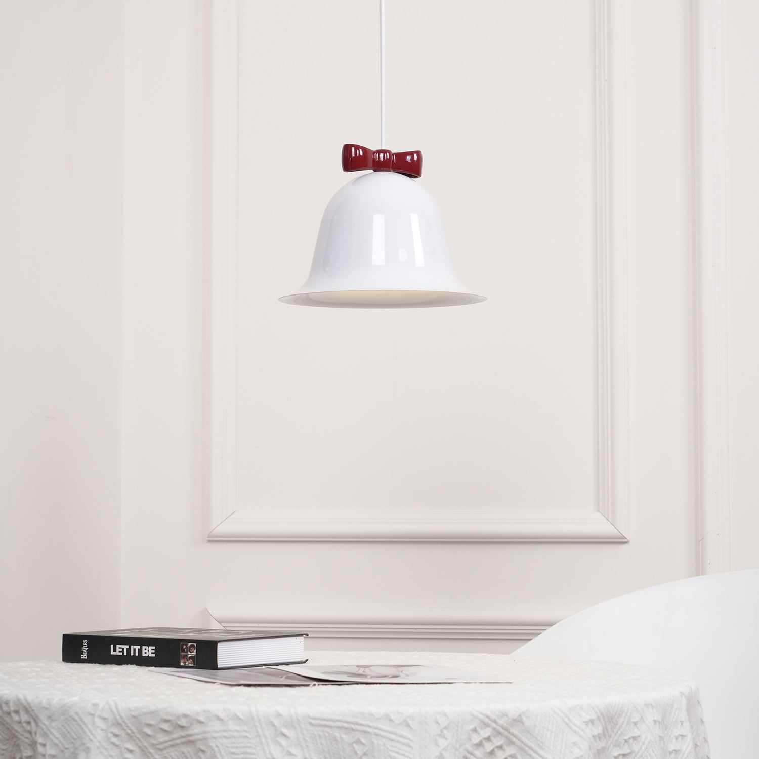 Cloches Mignonnes Lampe Suspendue en Verre avec Nœud Délicat