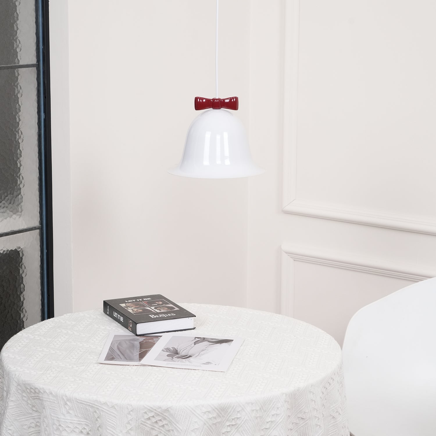 Cloches Mignonnes Lampe Suspendue en Verre avec Nœud Délicat