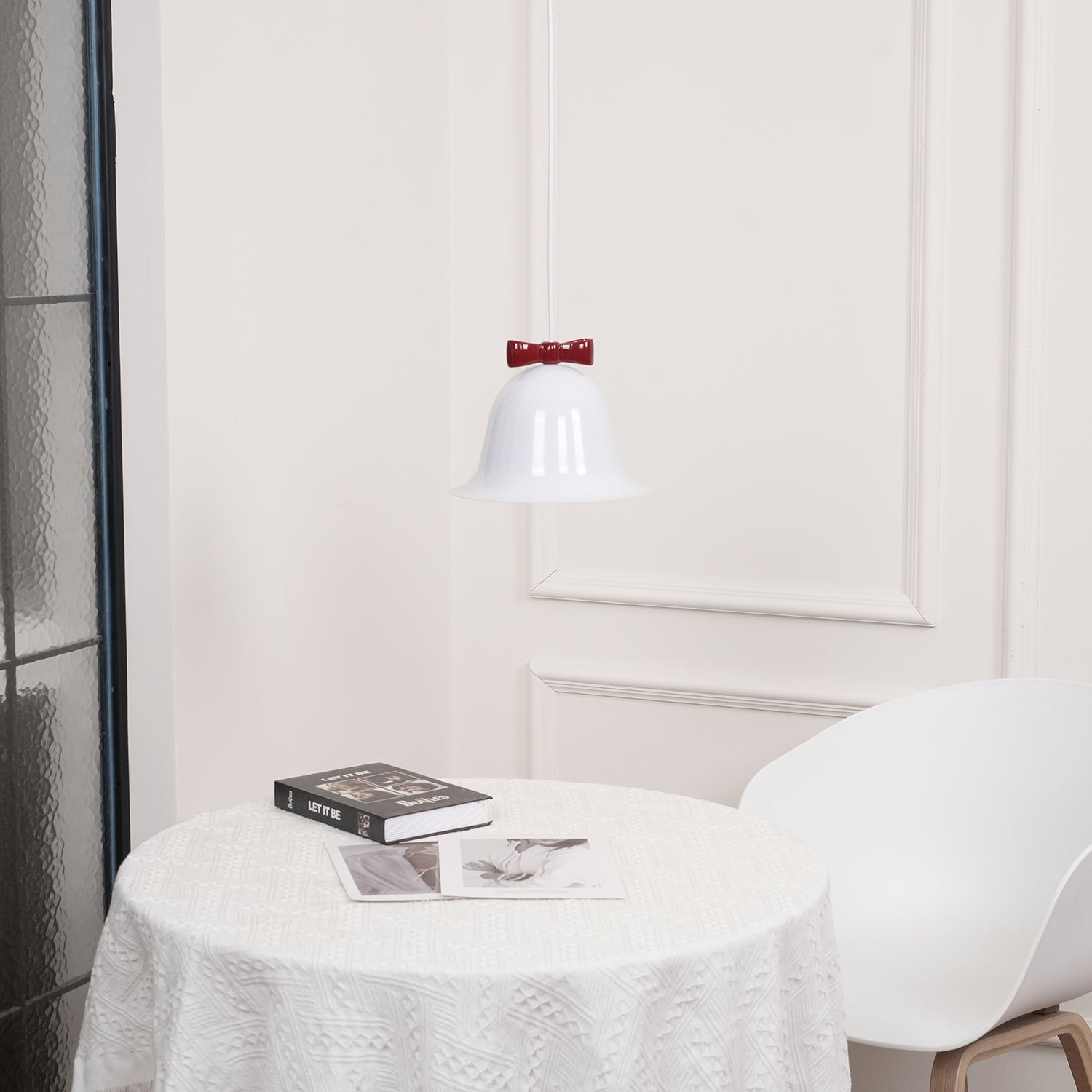 Cloches Mignonnes Lampe Suspendue en Verre avec Nœud Délicat