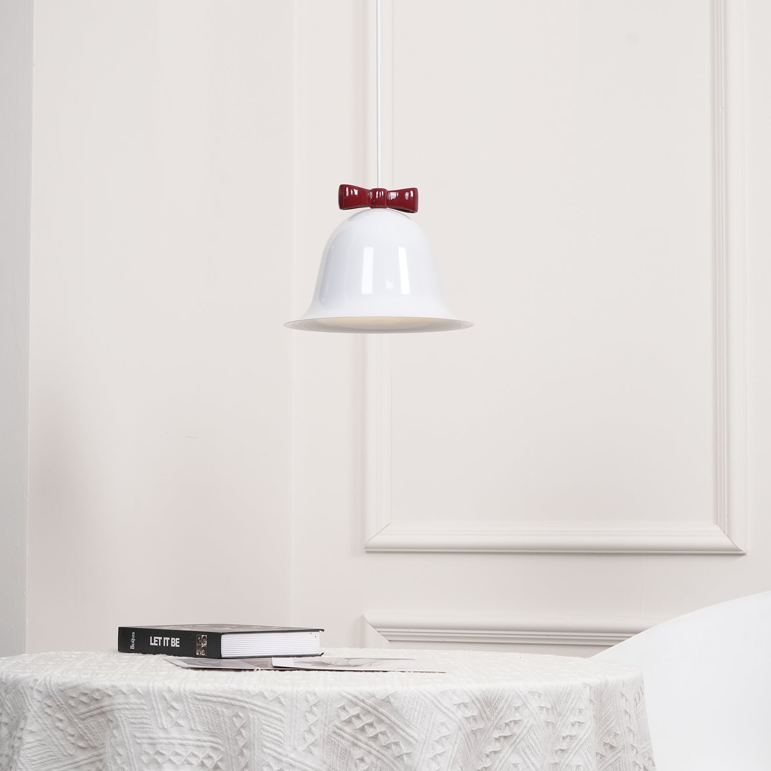 Cloches Mignonnes Lampe Suspendue en Verre avec Nœud Délicat