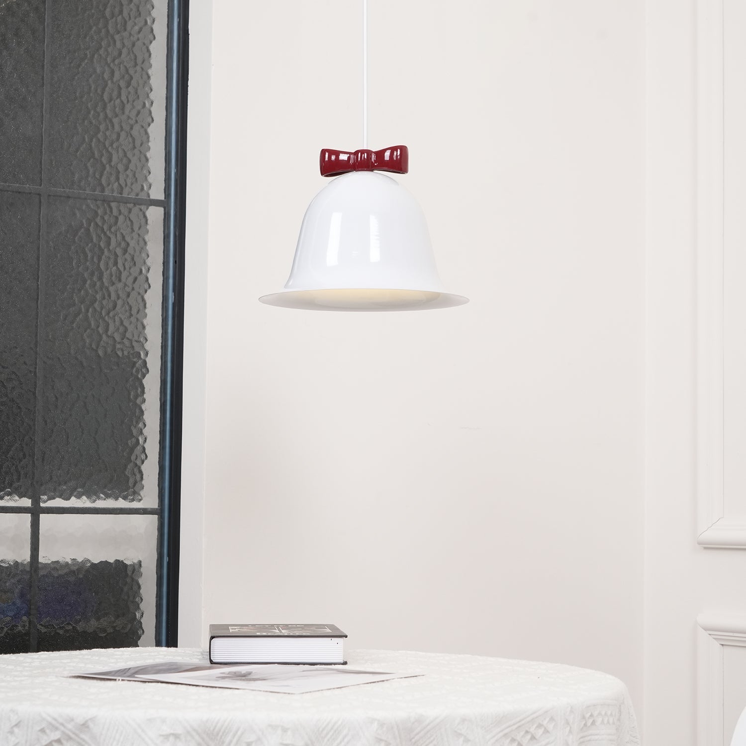 Cloches Mignonnes Lampe Suspendue en Verre avec Nœud Délicat