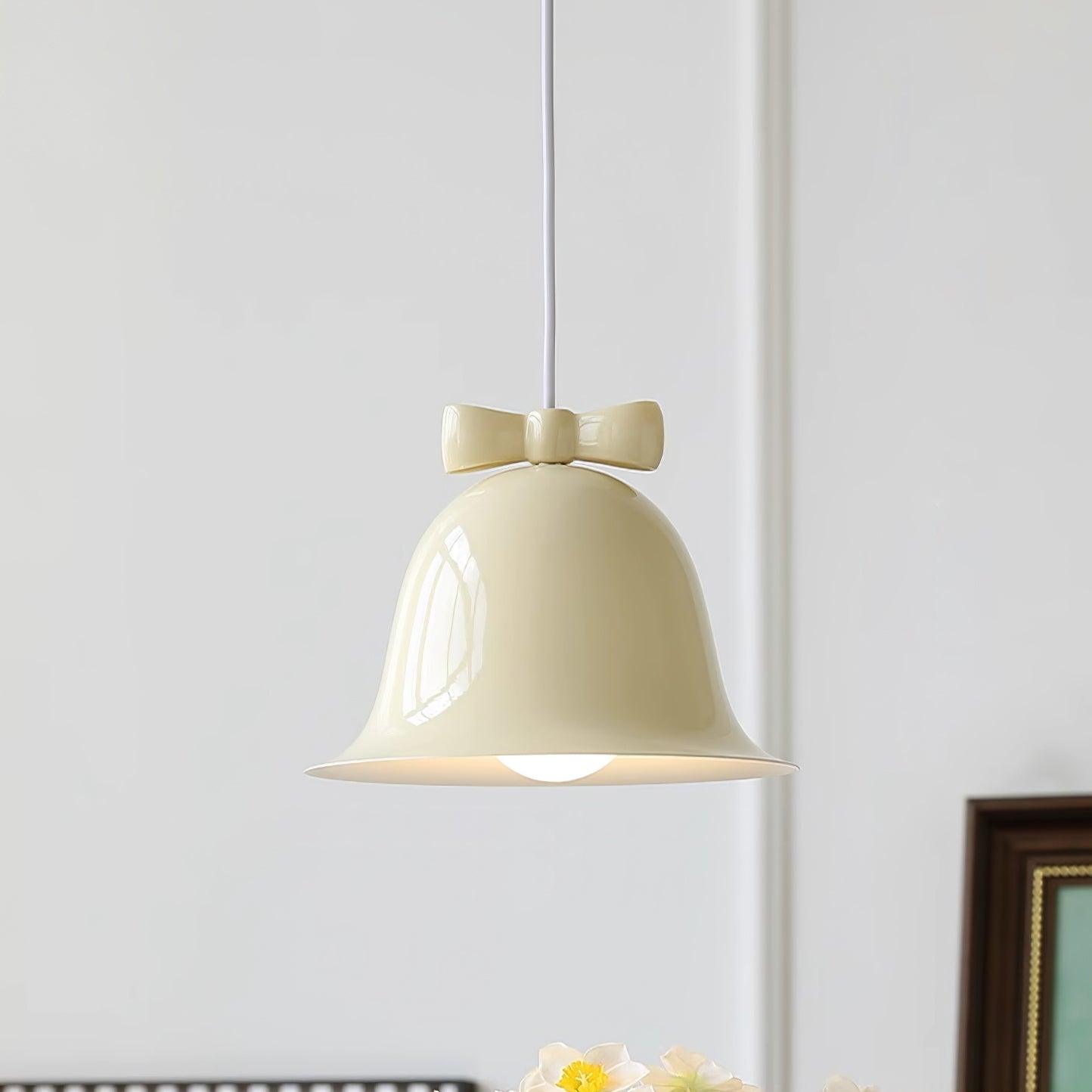 Cloches Mignonnes Lampe Suspendue en Verre avec Nœud Délicat