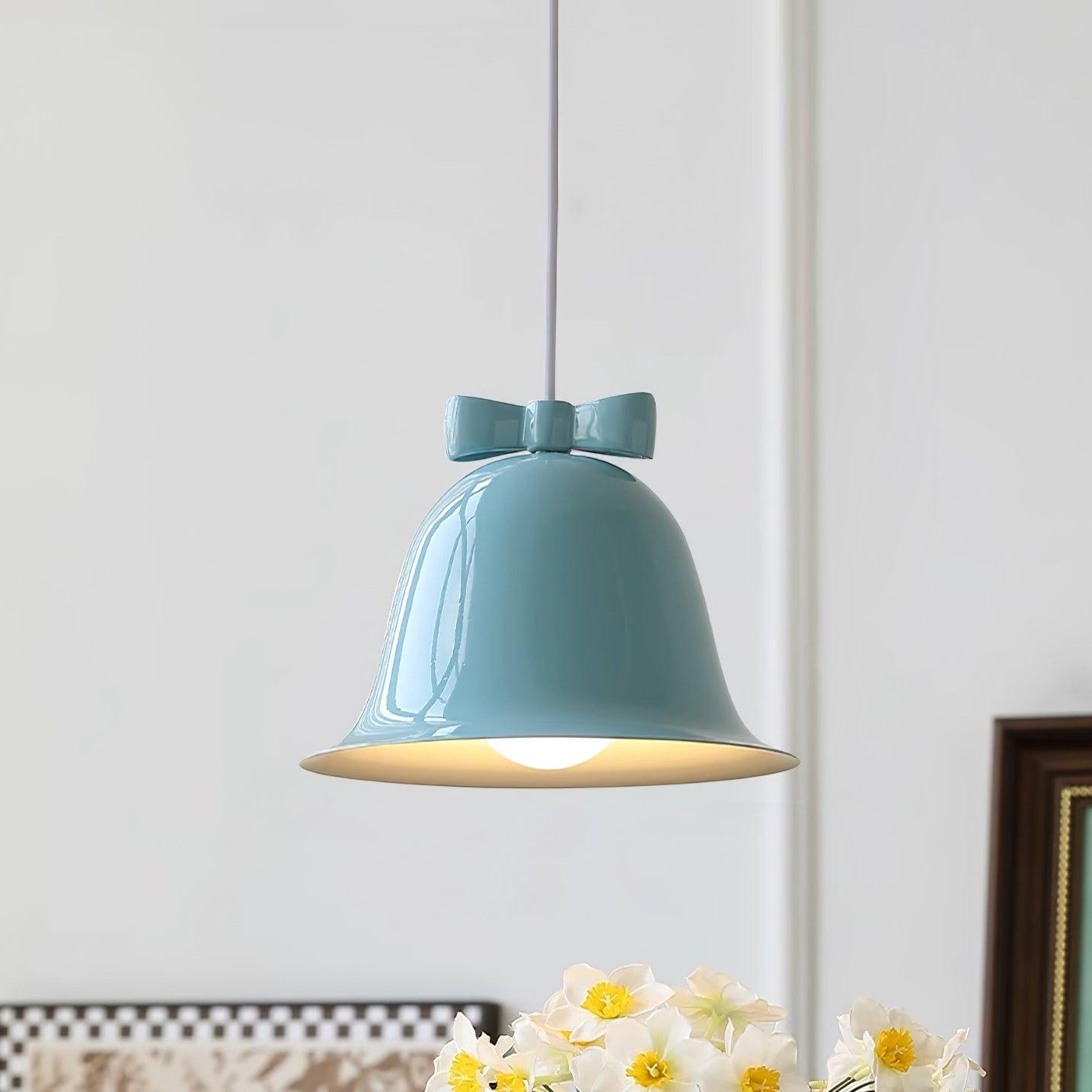 Cloches Mignonnes Lampe Suspendue en Verre avec Nœud Délicat