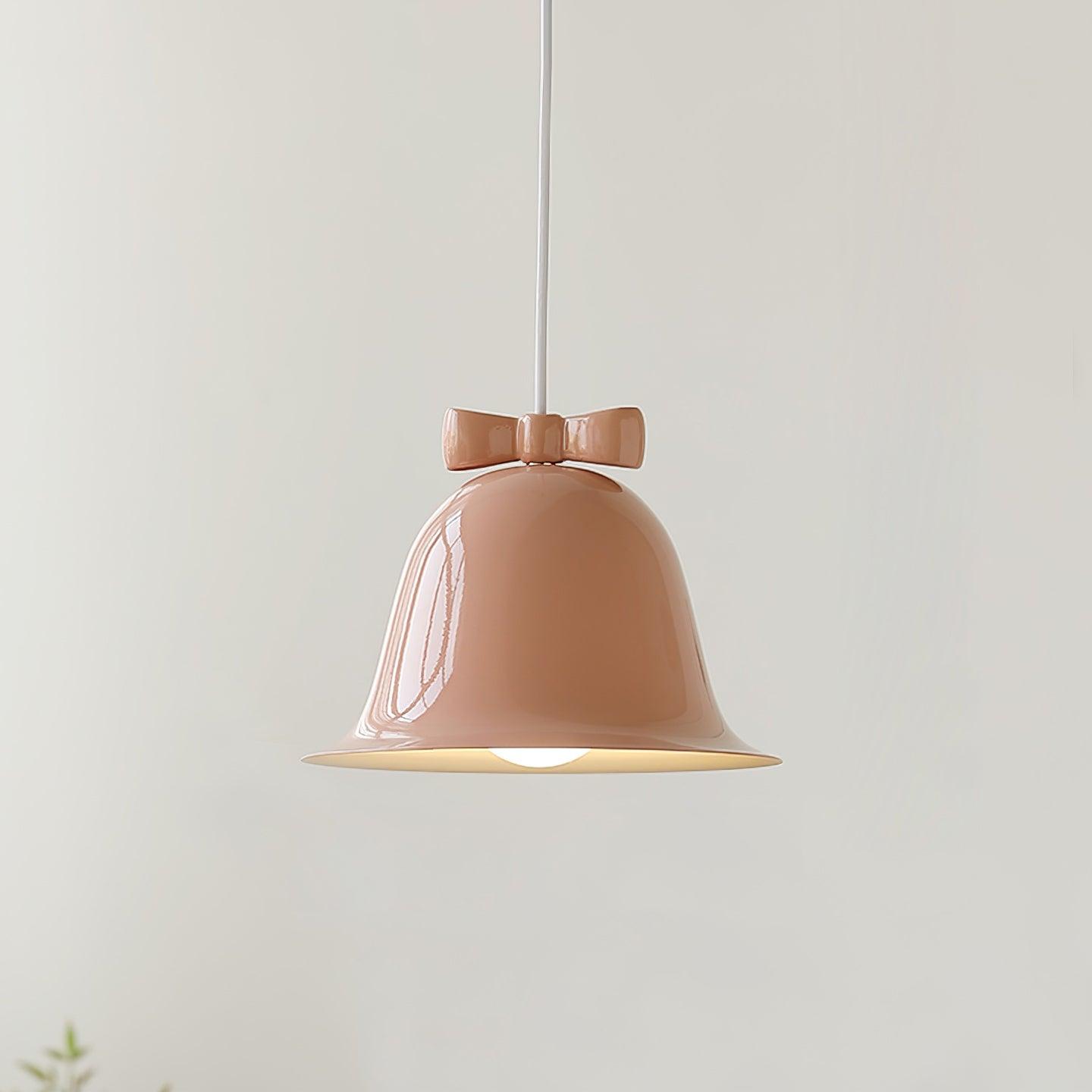 Cloches Mignonnes Lampe Suspendue en Verre avec Nœud Délicat