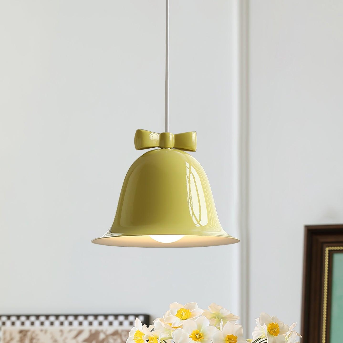 Cloches Mignonnes Lampe Suspendue en Verre avec Nœud Délicat