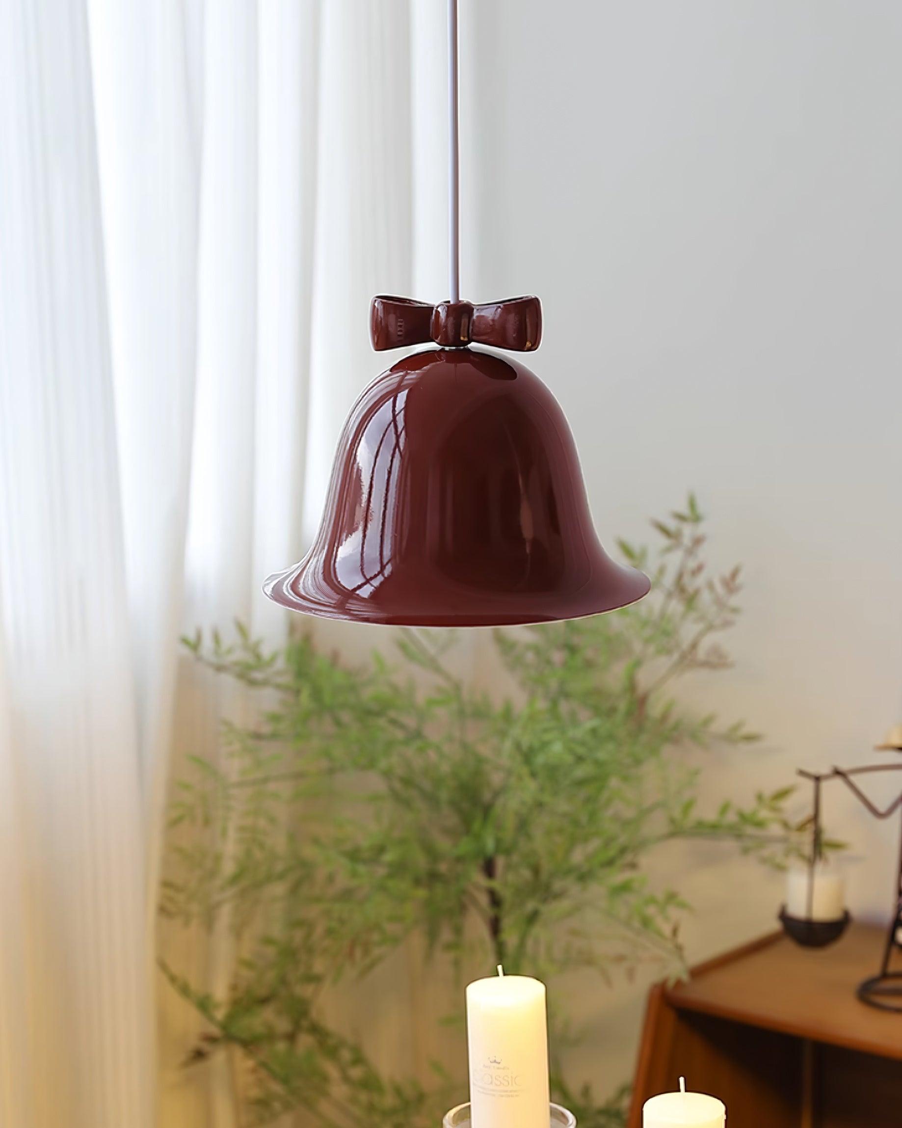 Cloches Mignonnes Lampe Suspendue en Verre avec Nœud Délicat