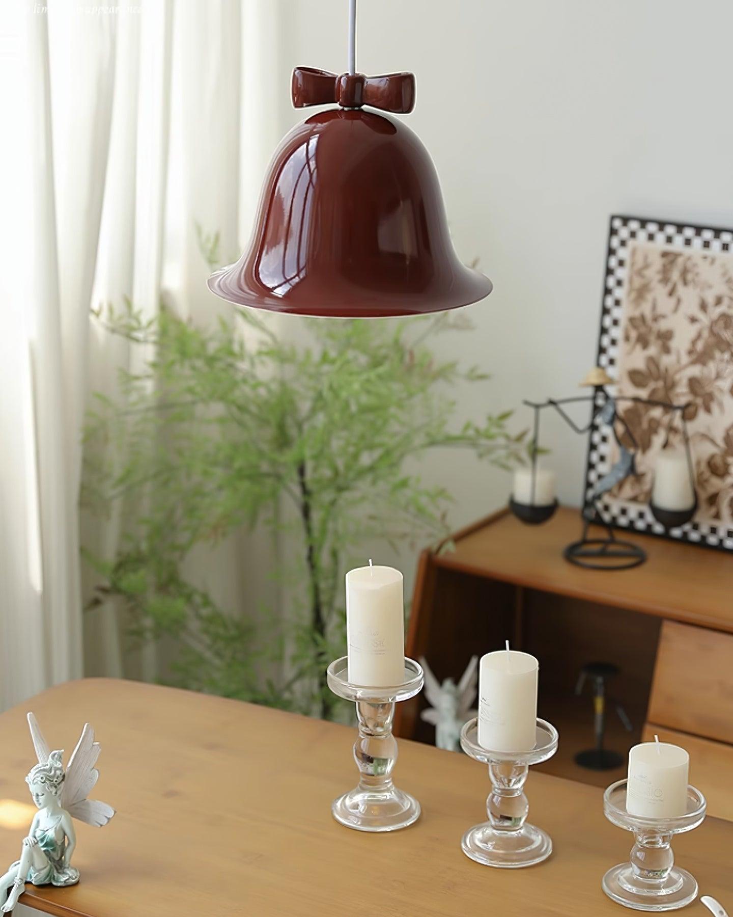 Cloches Mignonnes Lampe Suspendue en Verre avec Nœud Délicat