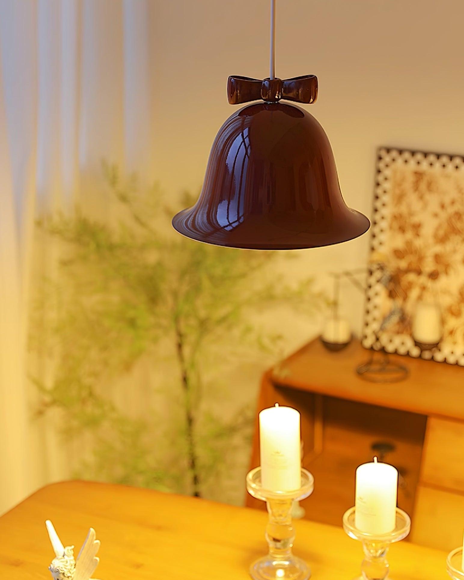 Cloches Mignonnes Lampe Suspendue en Verre avec Nœud Délicat