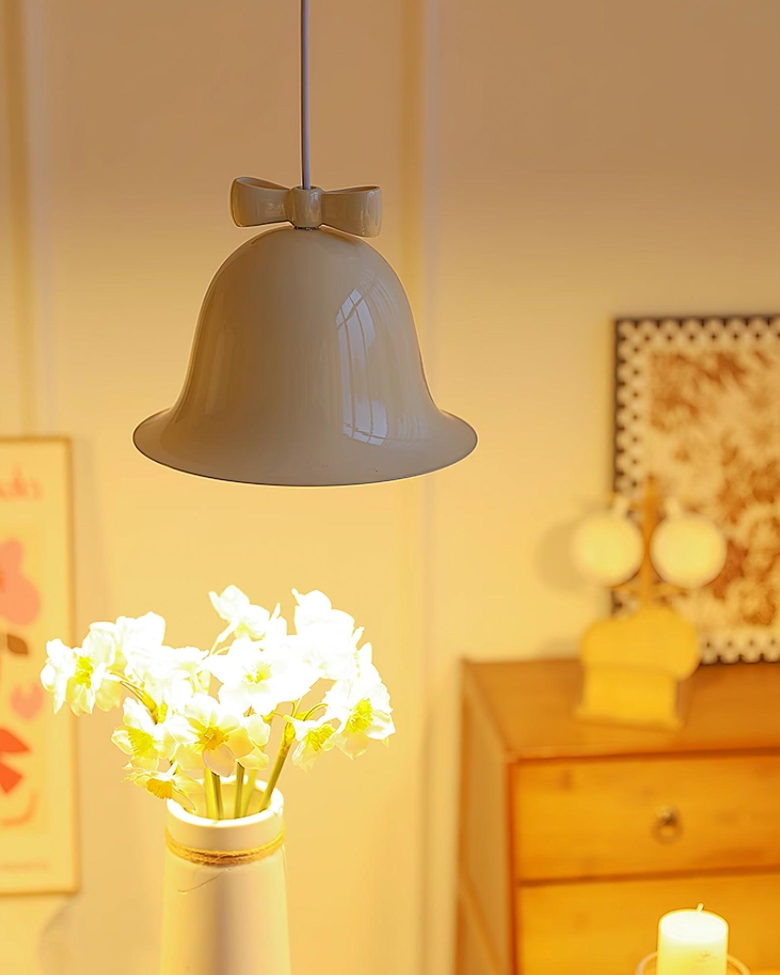 Cloches Mignonnes Lampe Suspendue en Verre avec Nœud Délicat