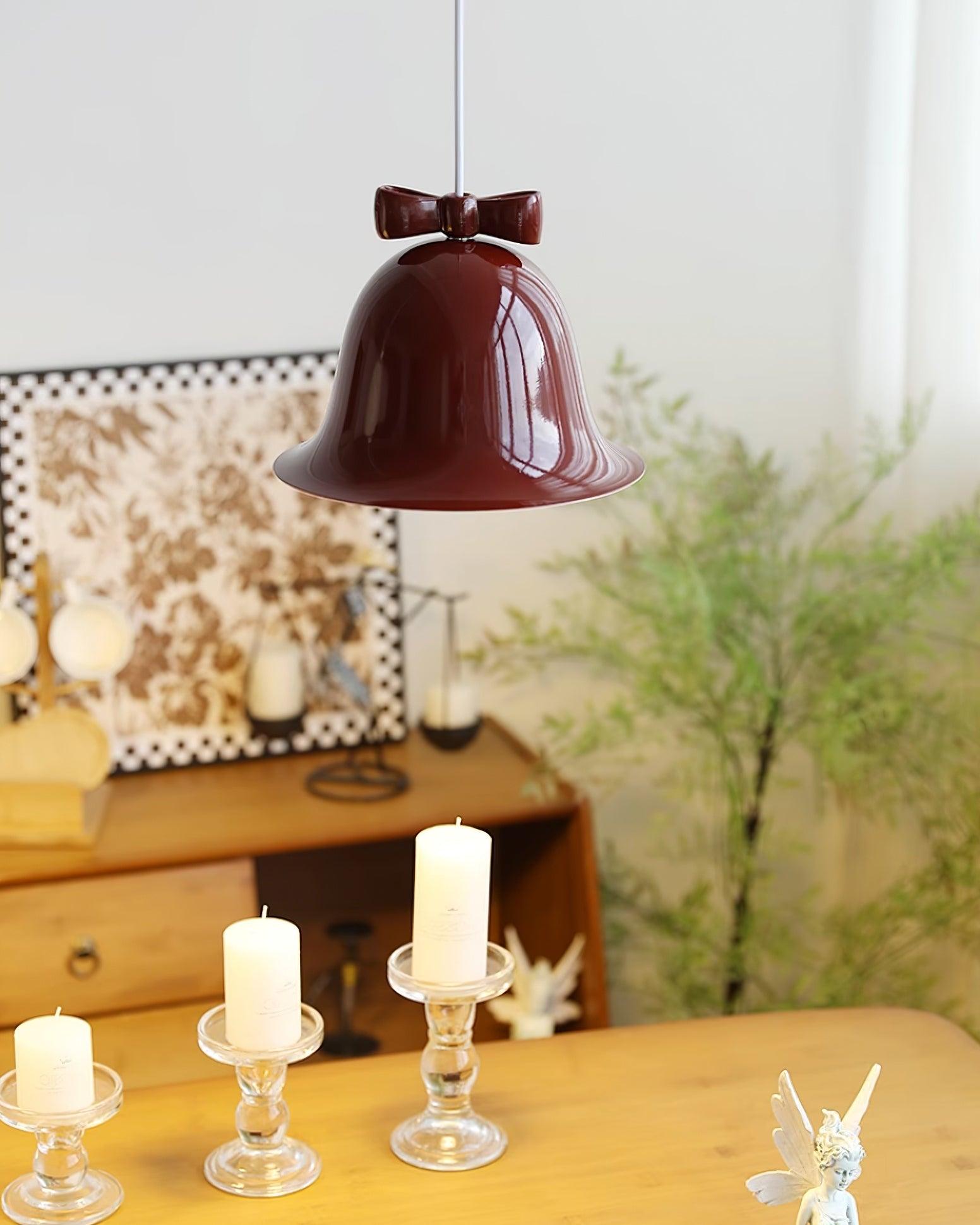 Cloches Mignonnes Lampe Suspendue en Verre avec Nœud Délicat