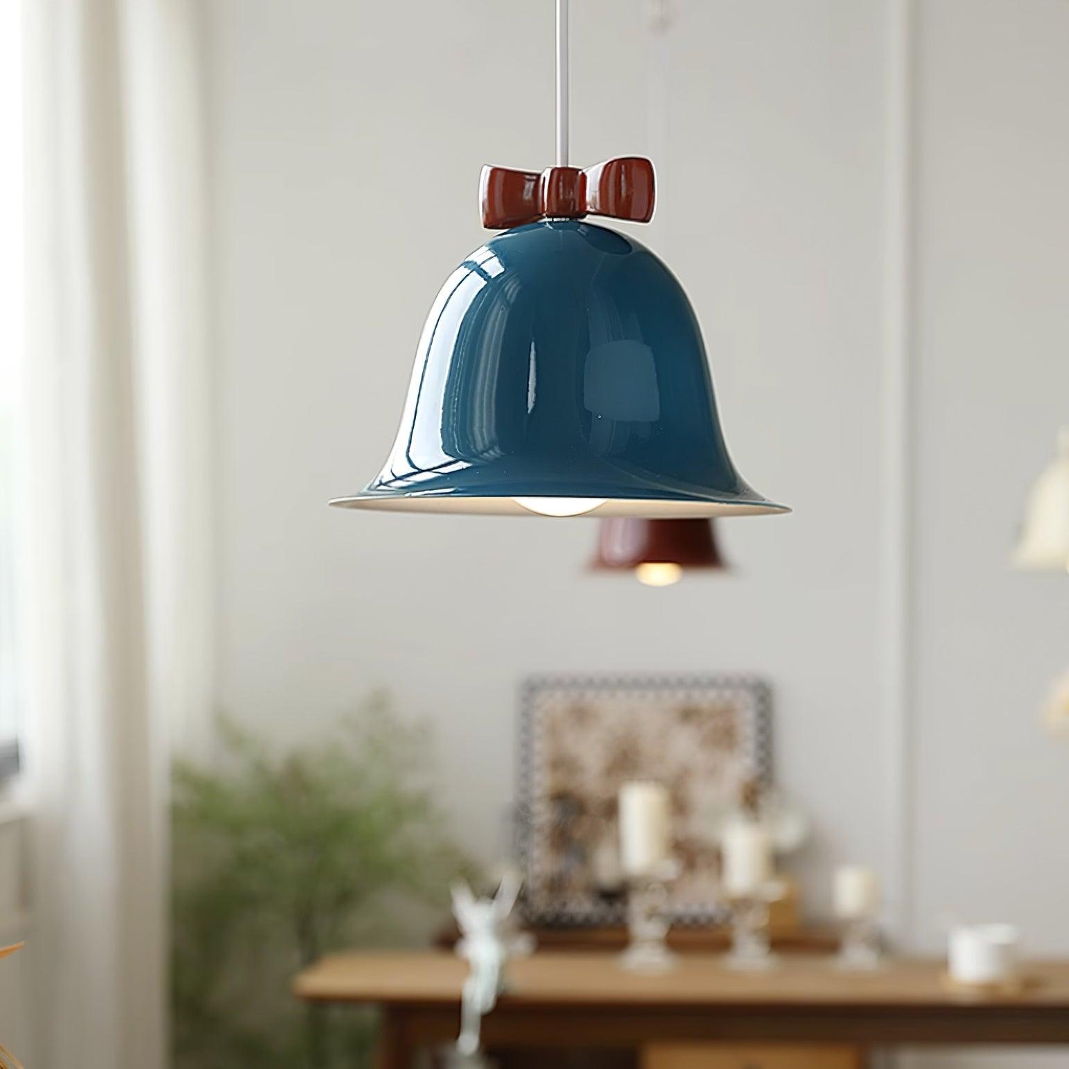 Cloches Mignonnes Lampe Suspendue en Verre avec Nœud Délicat