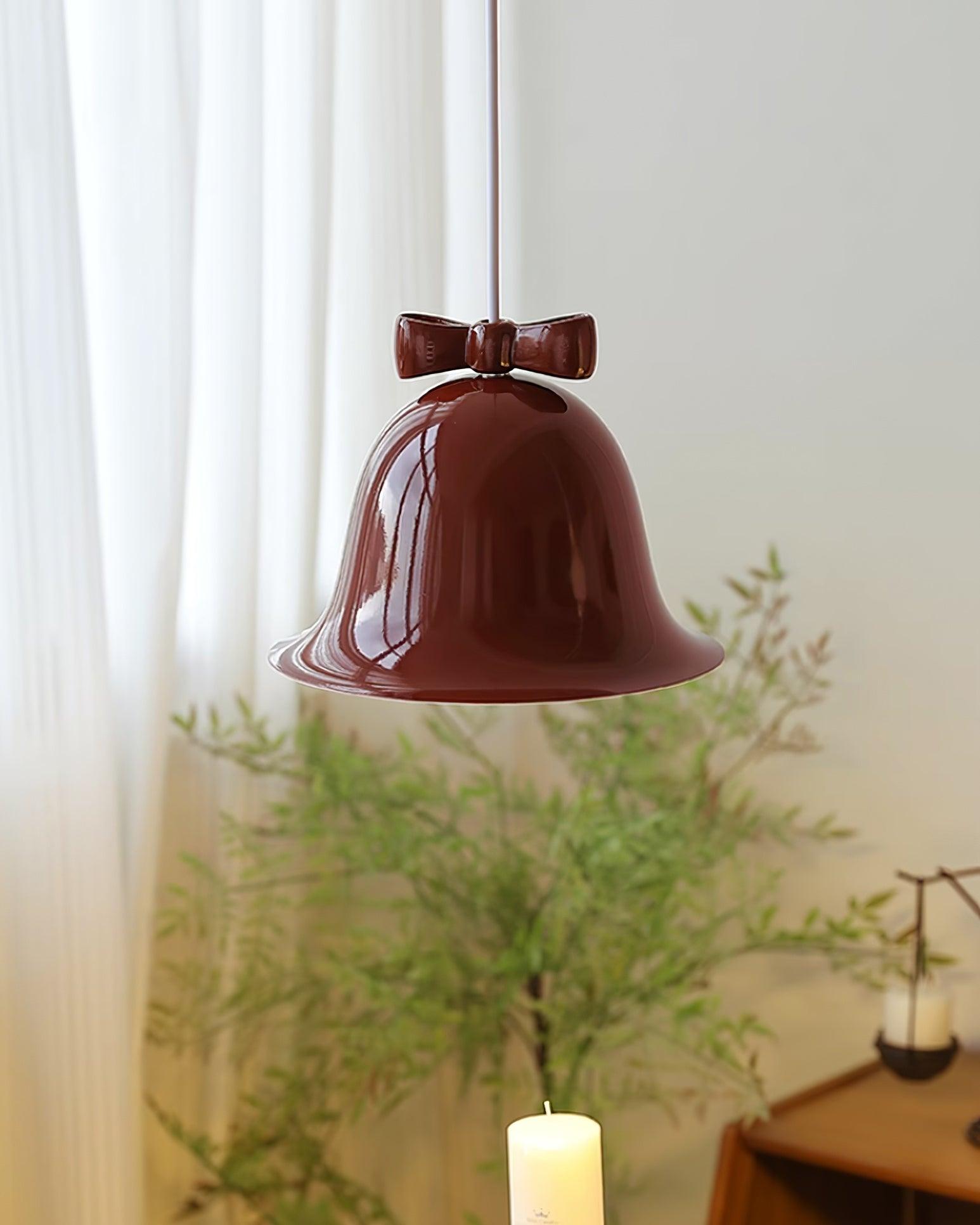 Cloches Mignonnes Lampe Suspendue en Verre avec Nœud Délicat