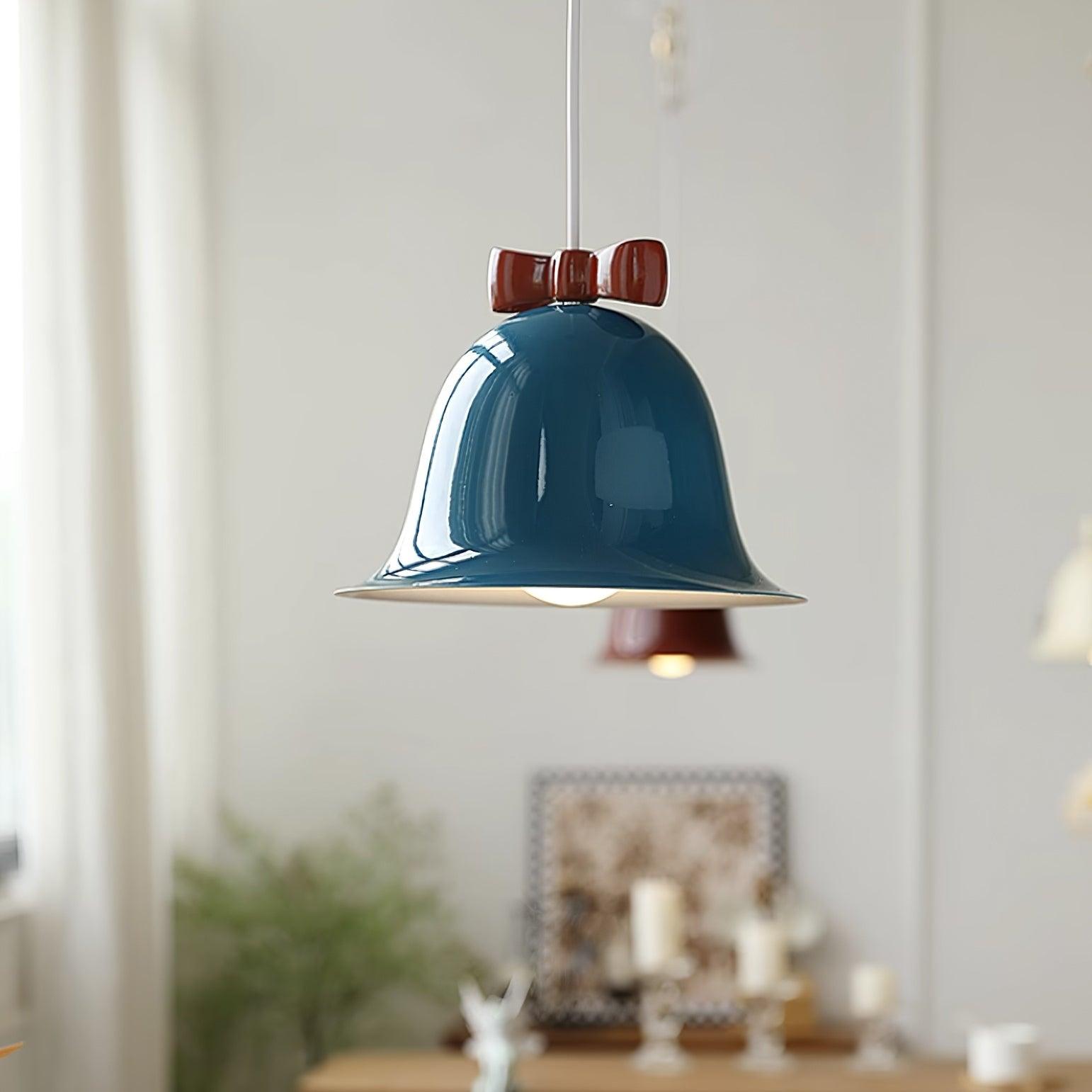Cloches Mignonnes Lampe Suspendue en Verre avec Nœud Délicat