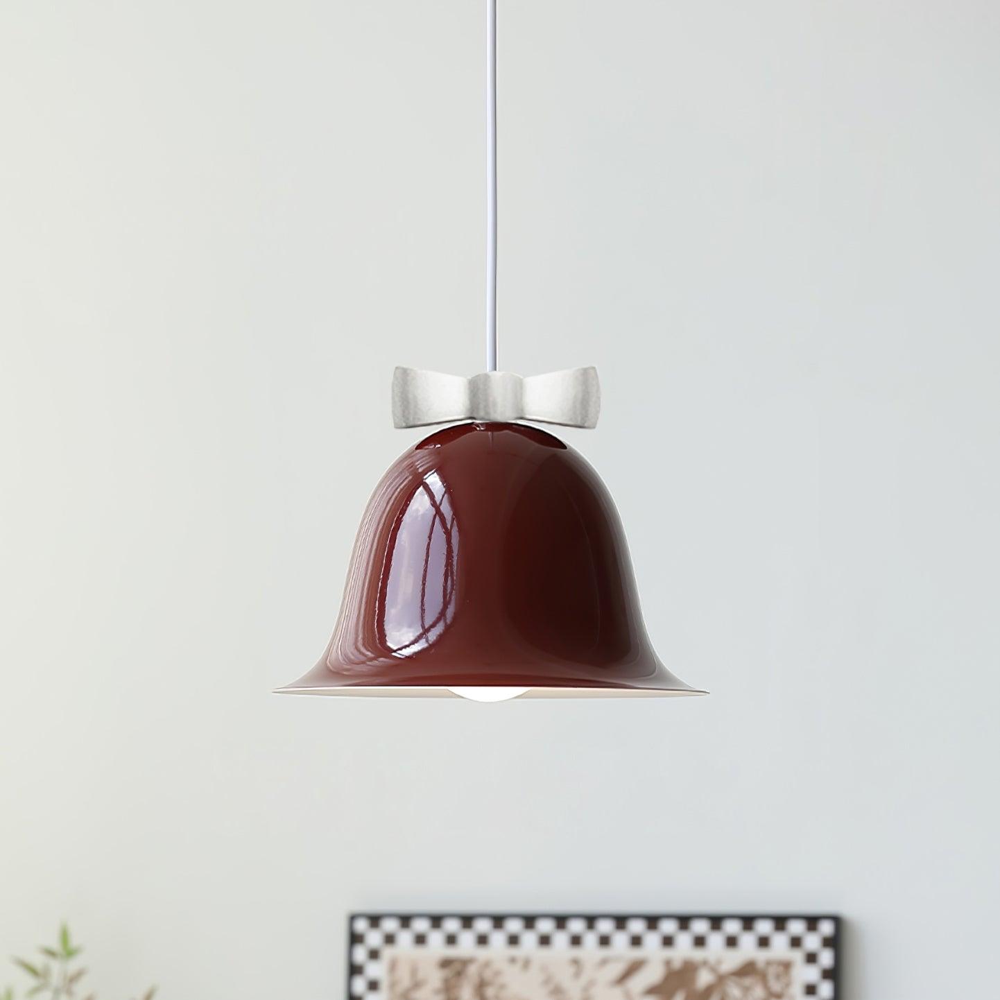 Cloches Mignonnes Lampe Suspendue en Verre avec Nœud Délicat